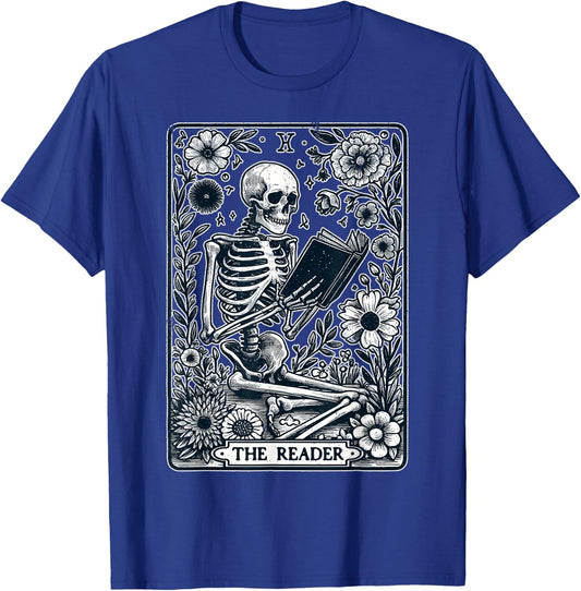 The Reader Tarot Card Skeleton Reading Book Funny Books T-Shirt - T-Shirt | Royal