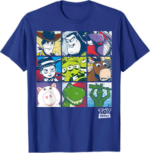 Disney Pixar Toy Story Vintage Faded Retro Character Box Up T-Shirt - T-Shirt | Royal