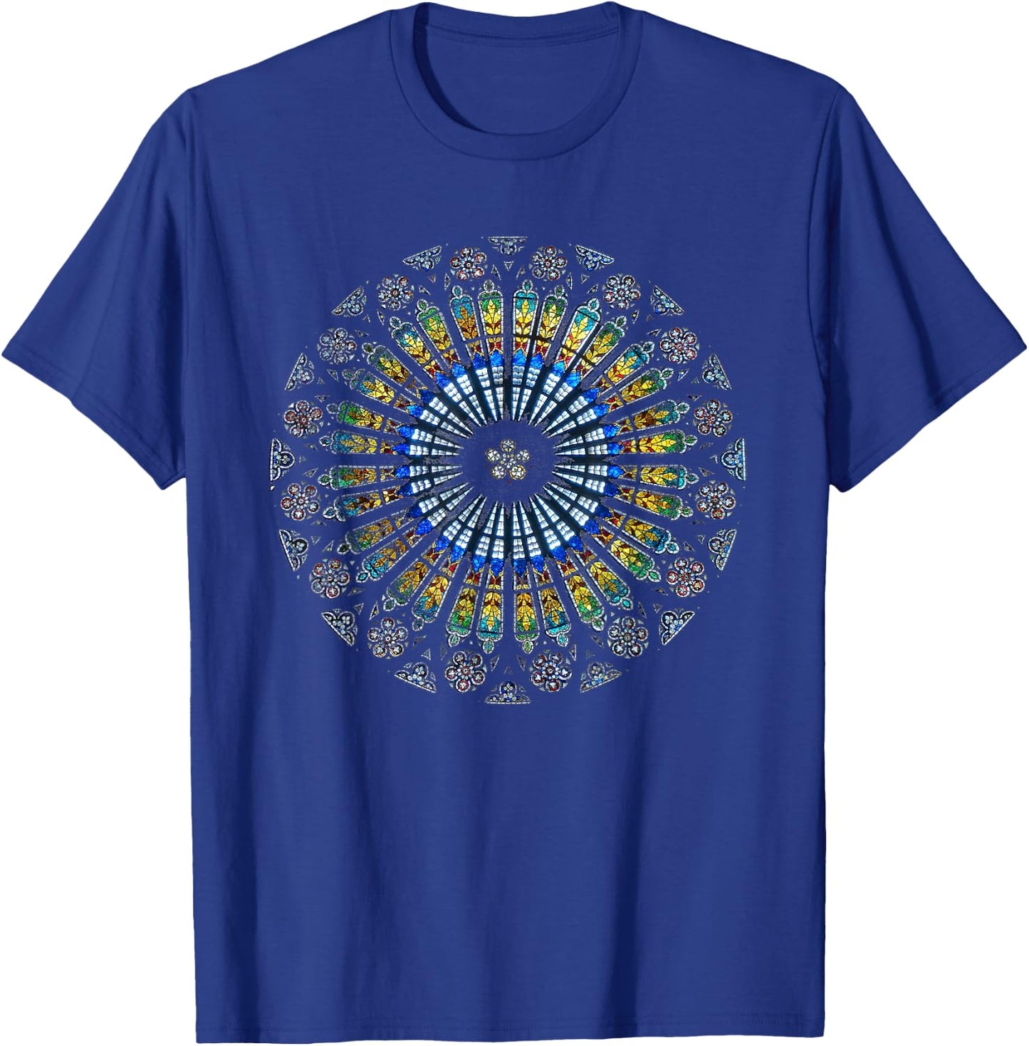 Strasbourg Cathedral France Mandala Stained Glass Window Art T-Shirt - T-Shirt | Royal