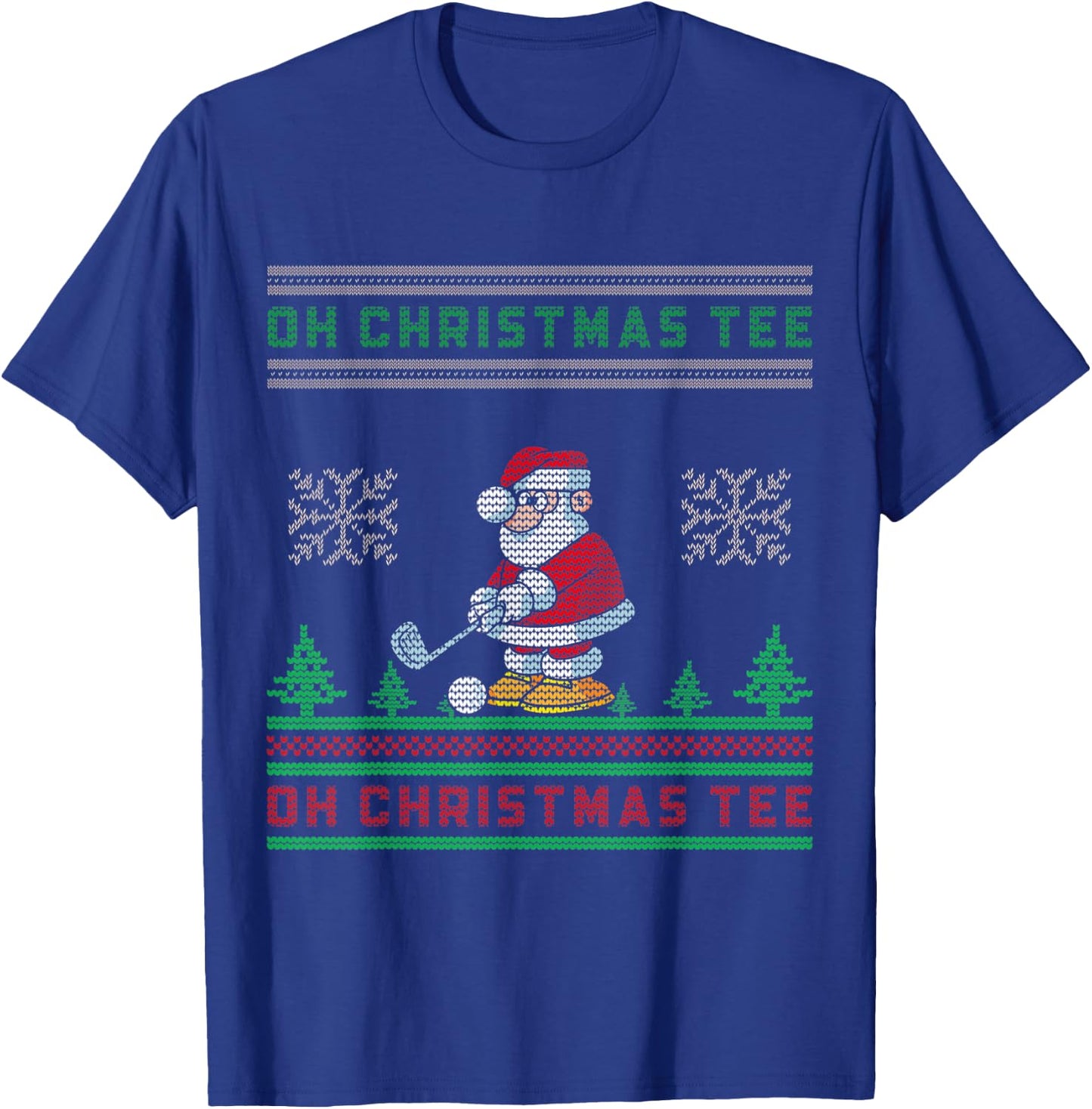 Oh Christmas Funny Santa Claus Playing Golf T-Shirt - T-Shirt | Royal