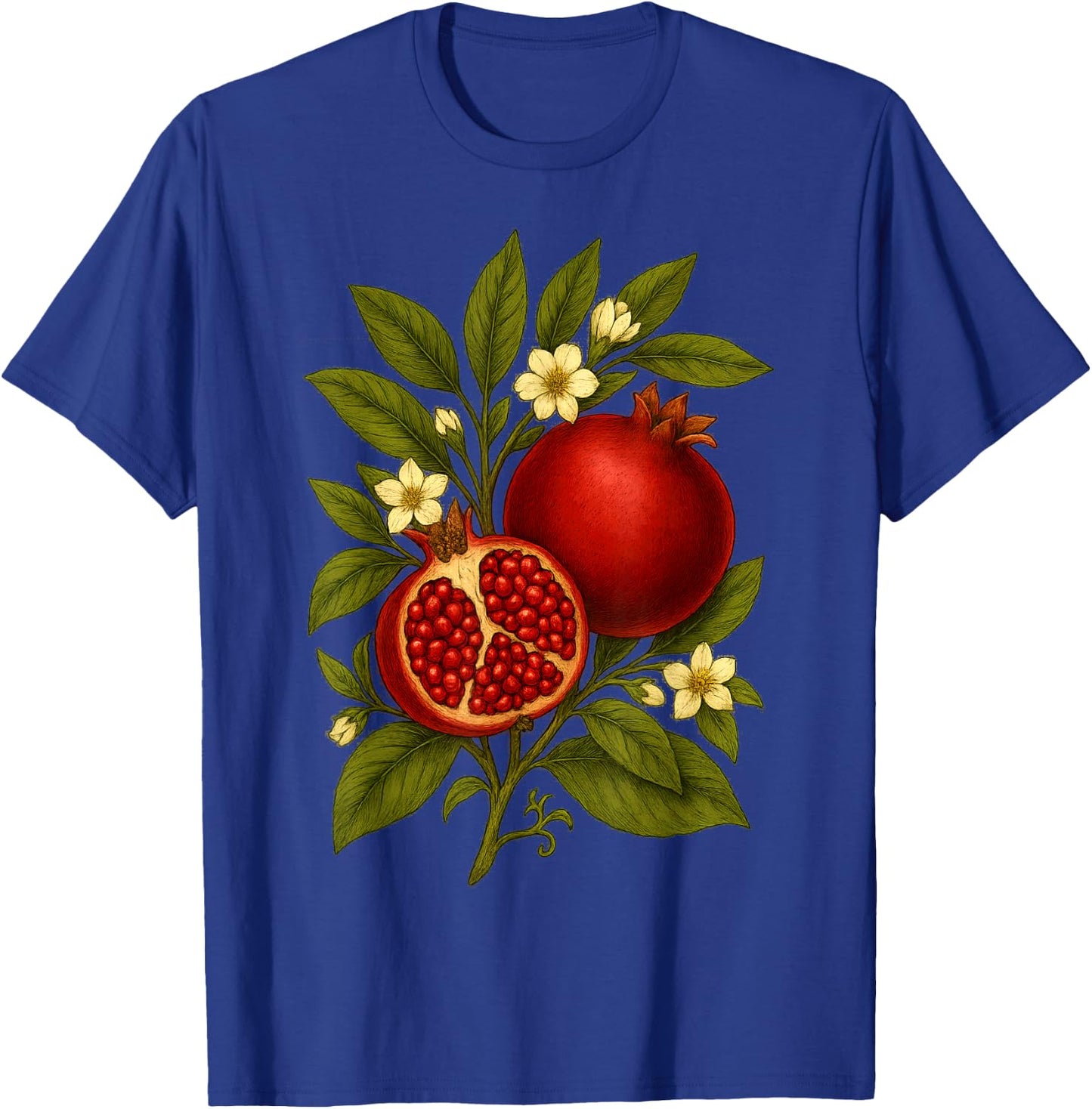 Pomegranate Botanical Fruit Graphic Orchard Farm Nature T-Shirt - T-Shirt | Royal