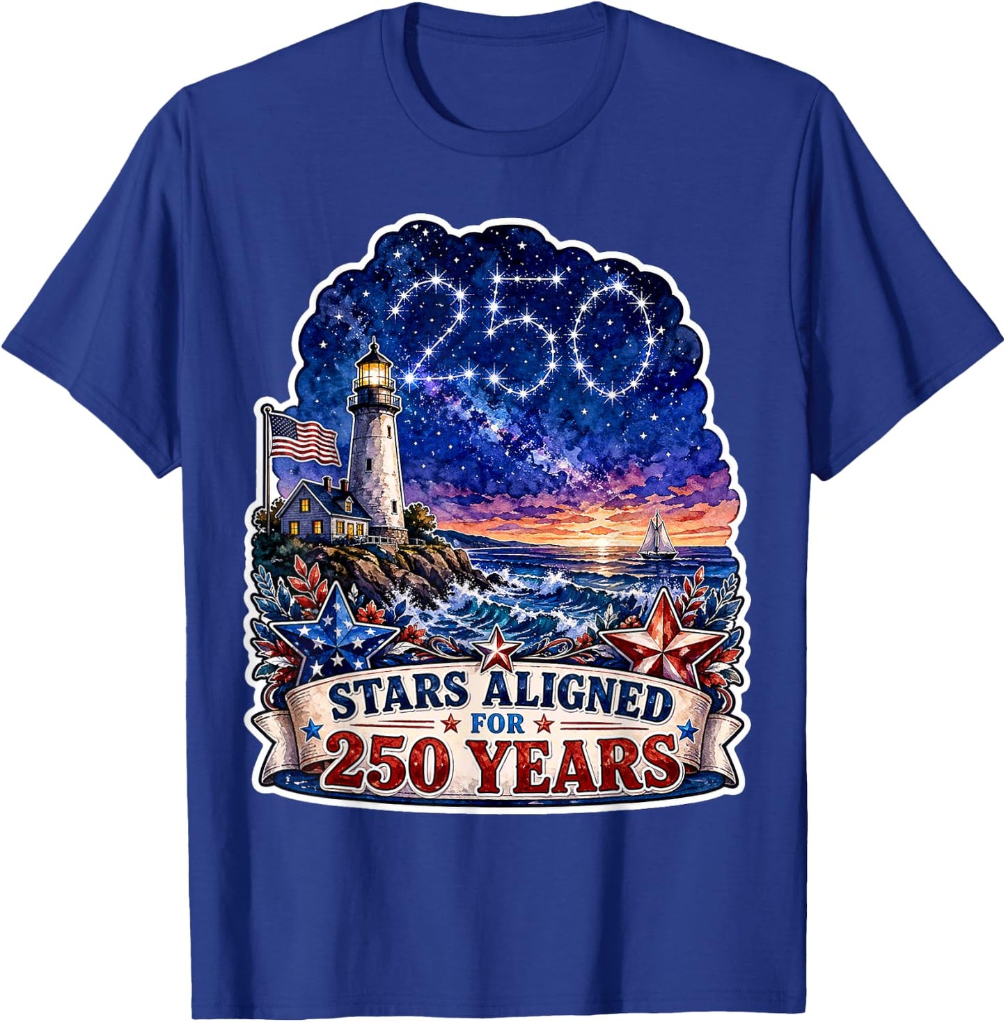 Stars Aligned for 250 Years America's USA Birthday T-Shirt - T-Shirt | Royal