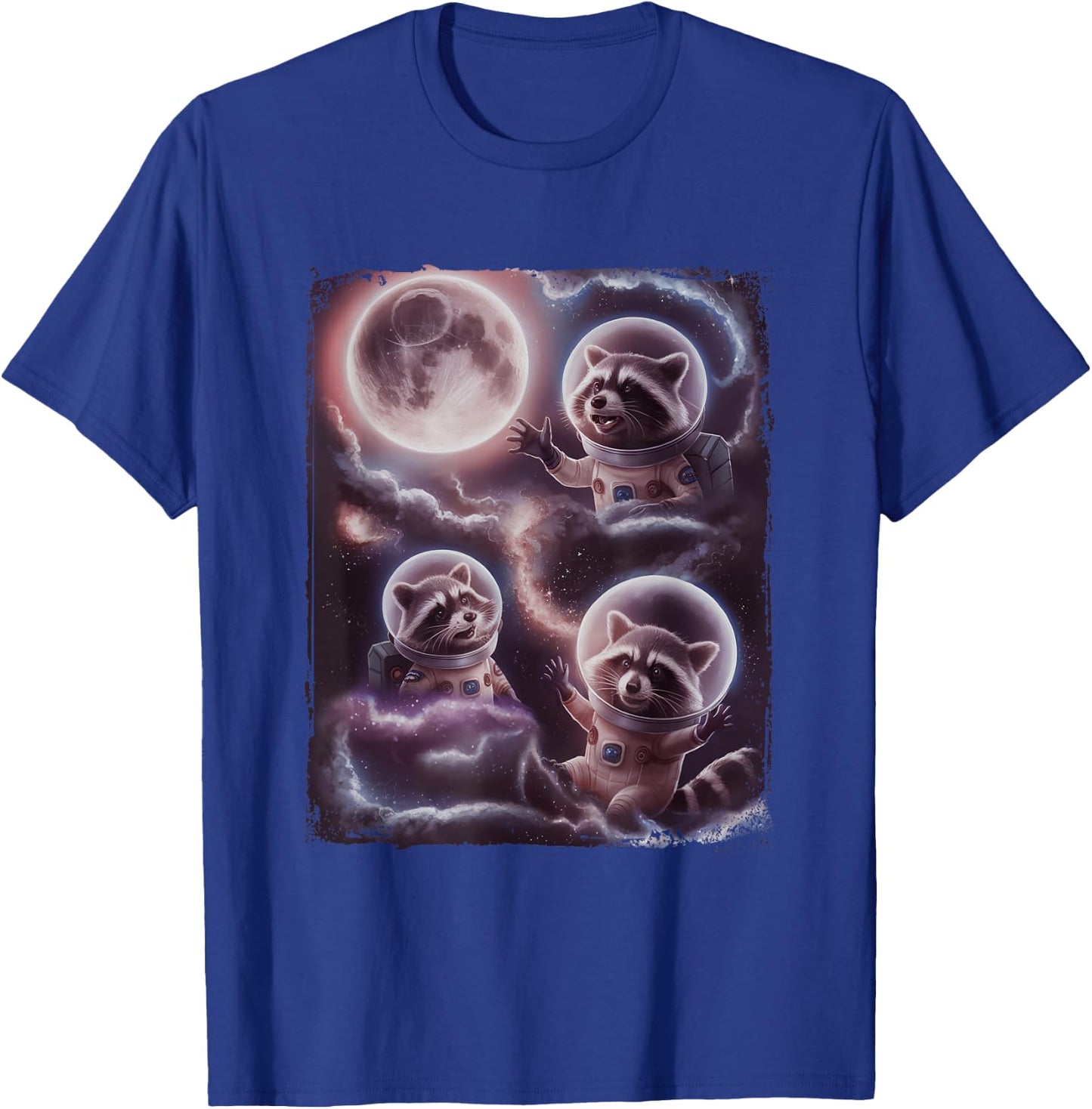 Funny Raccoons Astronaut Space Cosmos Moon Raccoon T-Shirt - T-Shirt | Royal