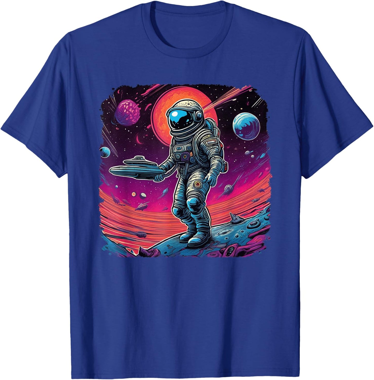 Psychedelic, Trippy, Black Light Astronaut Space Art T-Shirt - T-Shirt | Royal