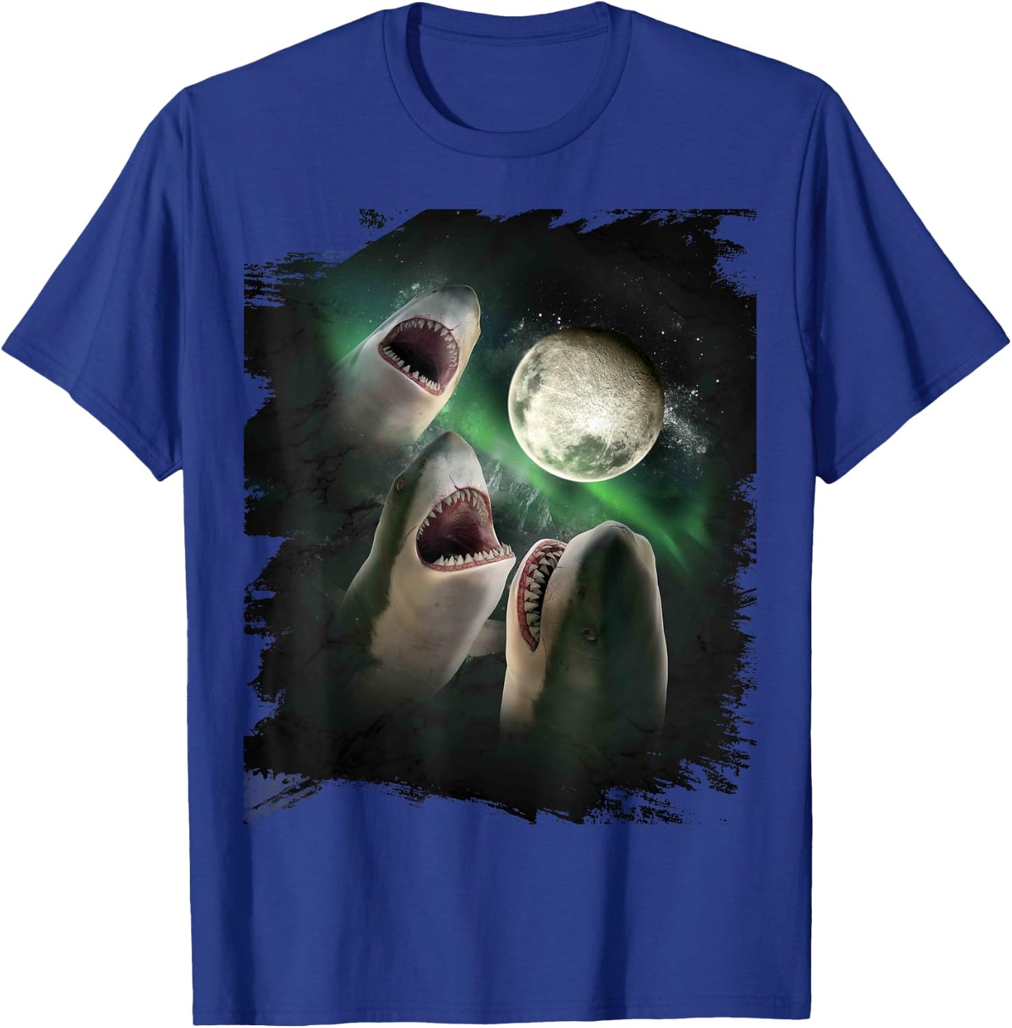 3 Shark Moon, Wolf Shark, Wolves Howl T-Shirt - T-Shirt | Royal