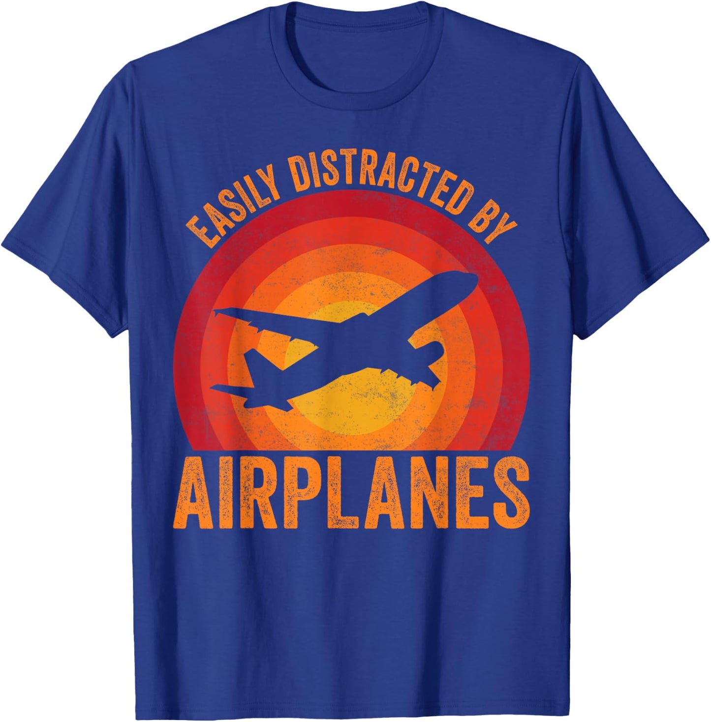 Easily Distracted By Airplanes Lover Aviation Pilot Airplane T-Shirt - T-Shirt | Royal