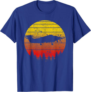 King Air Airplane Sunrise Vintage Retro Pilot Design T-Shirt - T-Shirt | Royal