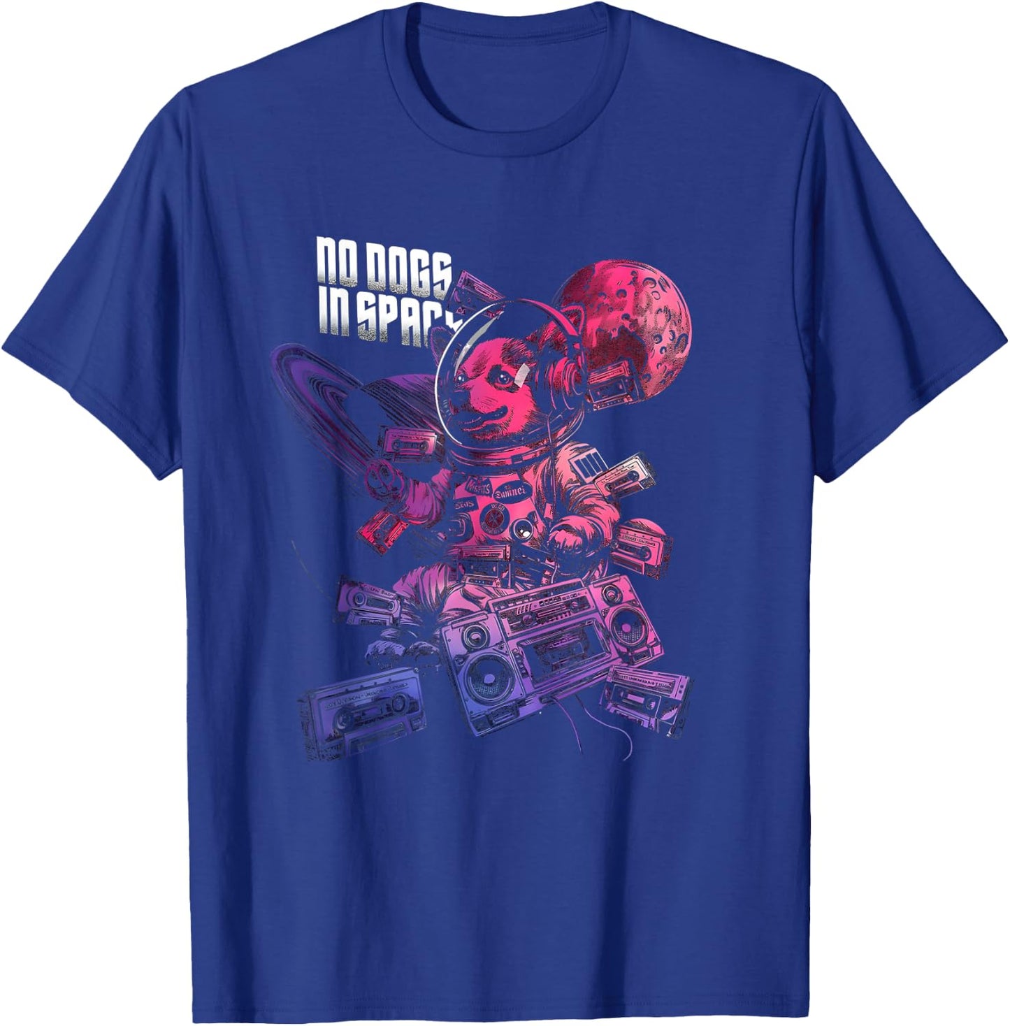 No Dogs In Space Funny Women T-Shirt - T-Shirt | Royal