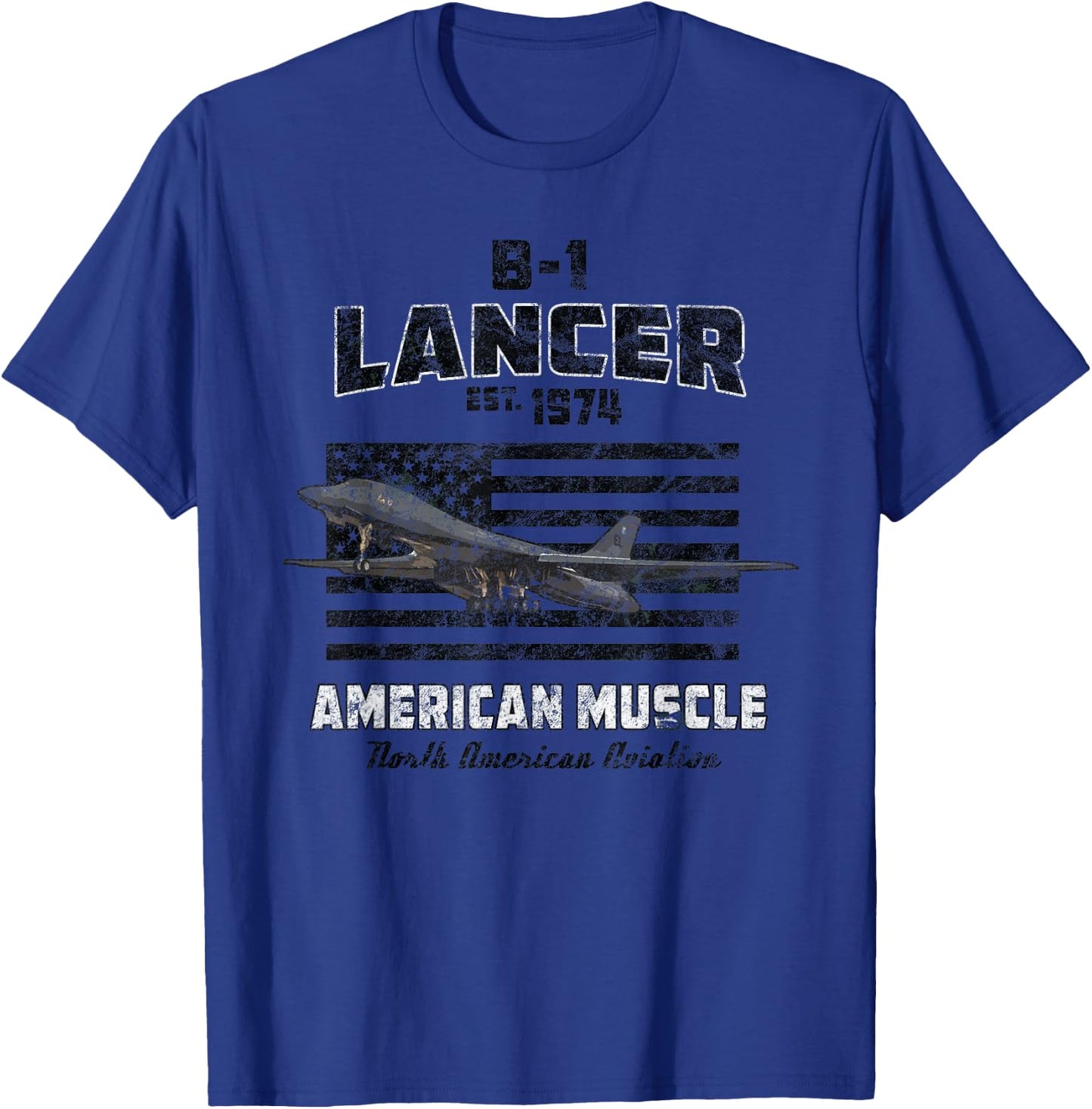 B-1 Lancer Bomber Airplane American Muscle T-Shirt - T-Shirt | Royal