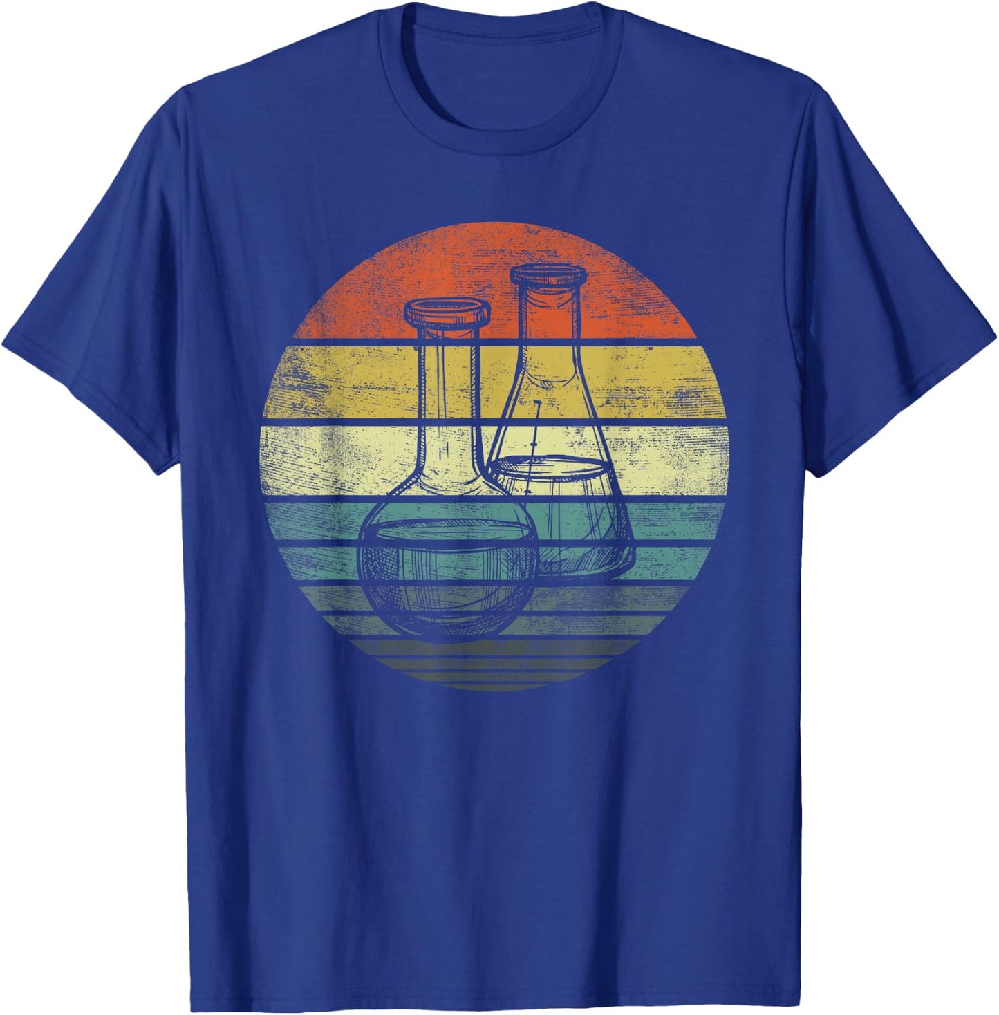 Chemist Gift Retro Sunset Laboratory Flask Chemistry Science T-Shirt - T-Shirt | Royal