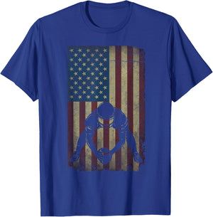 Football Center Snapper American Flag USA T-Shirt - T-Shirt | Royal