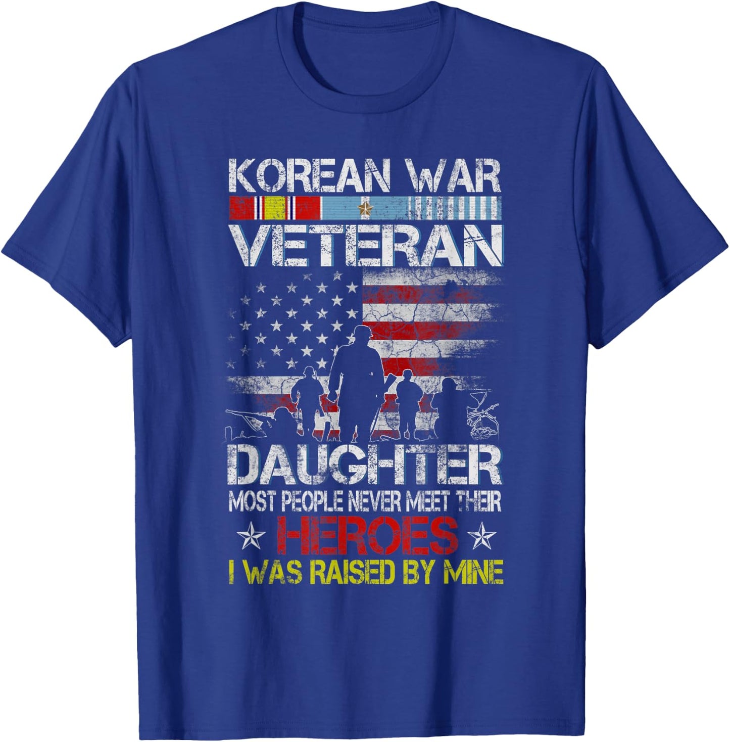 Korean War Veteran Daughter Flag Gift Daughter T-Shirt - T-Shirt | Royal