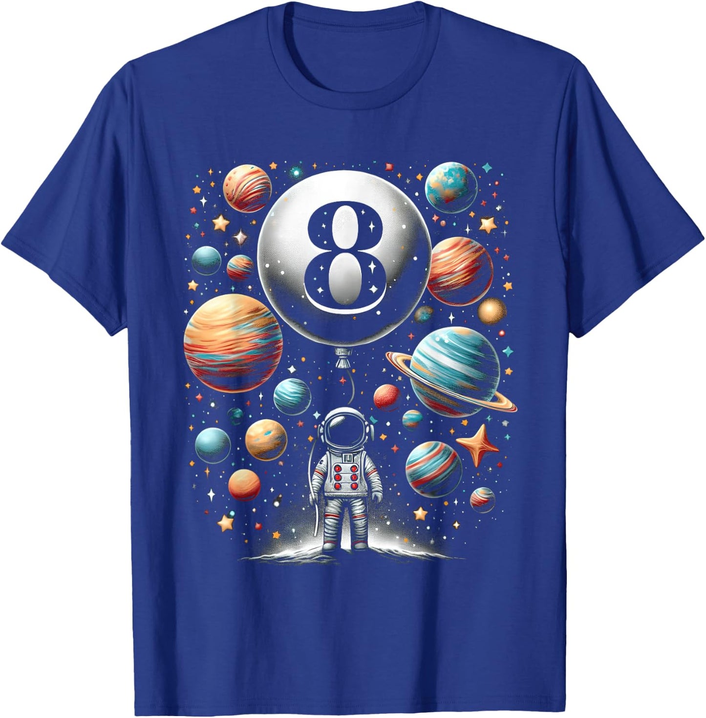Eight 8 Year Old Astronauts 8th Birthday Boys Space Geeks T-Shirt - T-Shirt | Royal