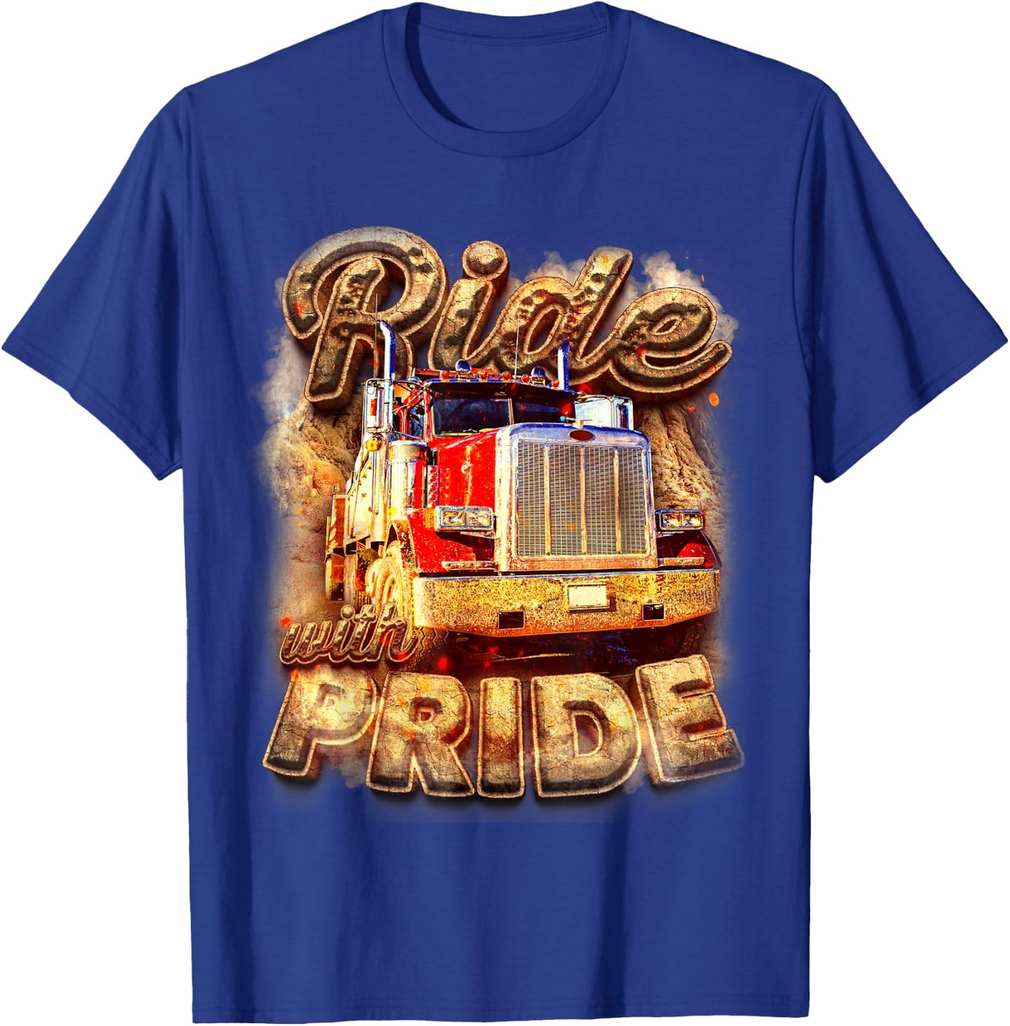 Trucker Lorry 18 Wheeler Highway Truck Driver CDL Trailer T-Shirt - T-Shirt | Royal