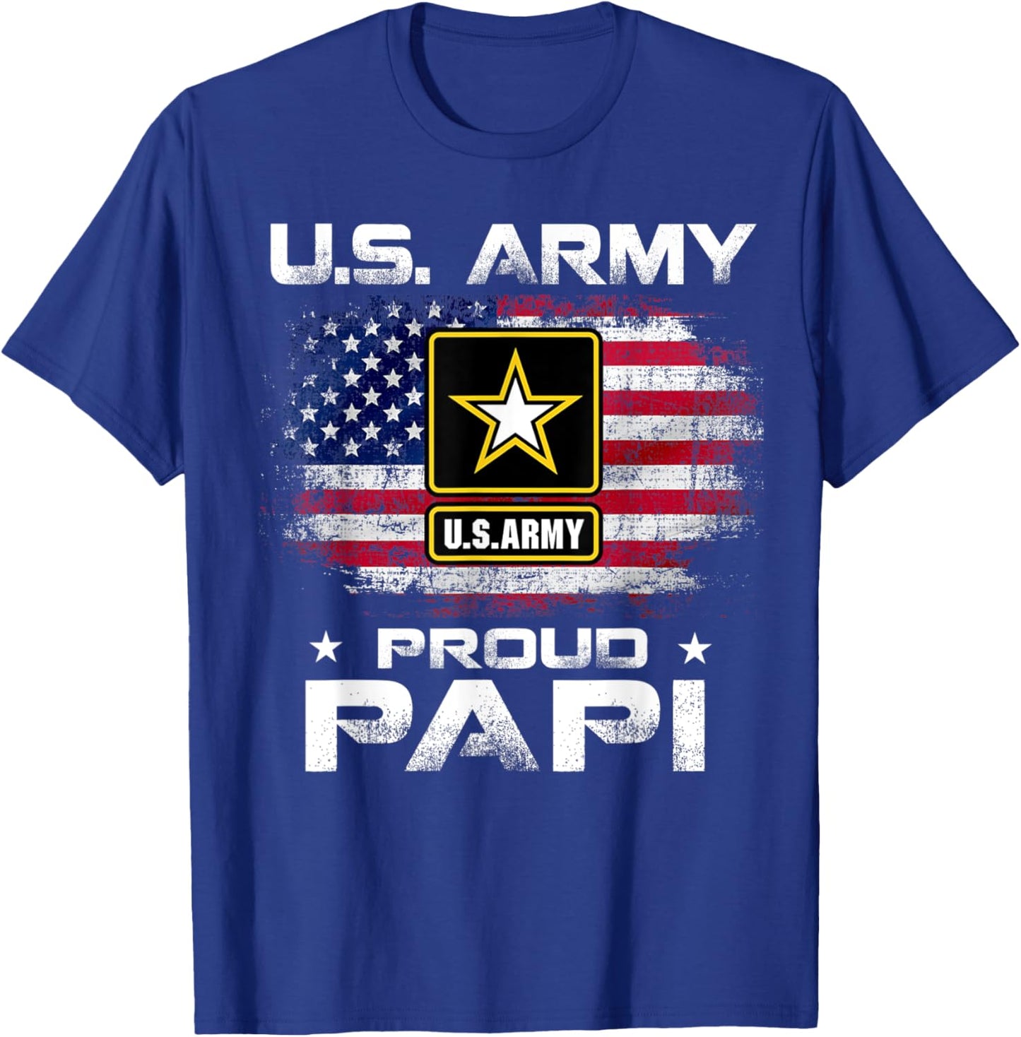 U.S Army Proud Papi With American Flag Gift Veteran Gift Kids Men T-Shirt - T-Shirt | Royal