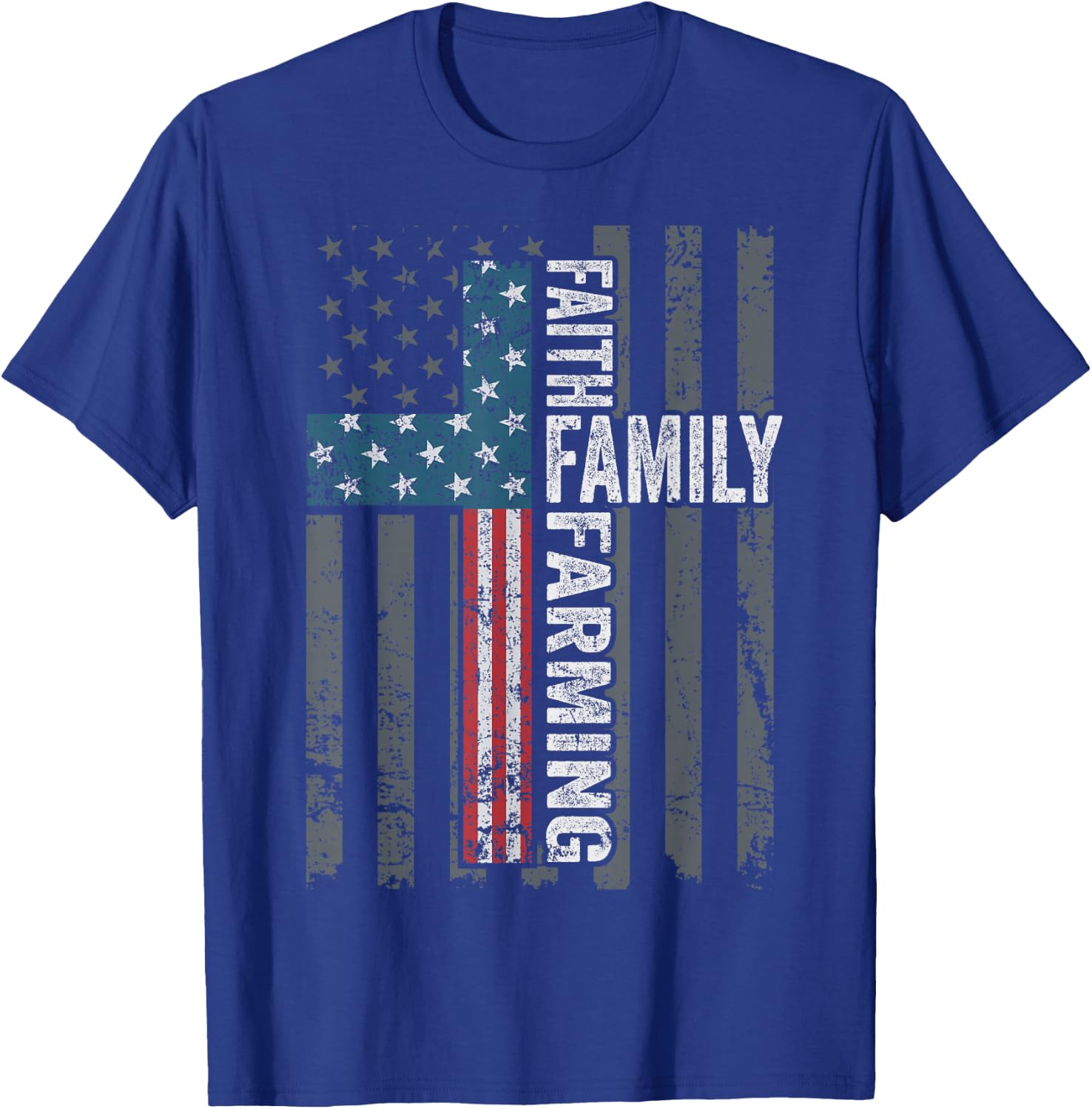 Faith Family Farming Freedom - Christian Farmer Cross Flag T-Shirt - T-Shirt | Royal