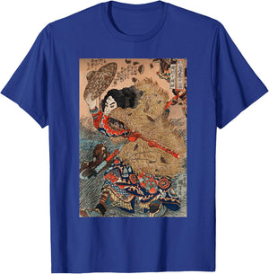 Vintage 1800 Japanese Samurai Warrior Art T-Shirt - T-Shirt | Royal