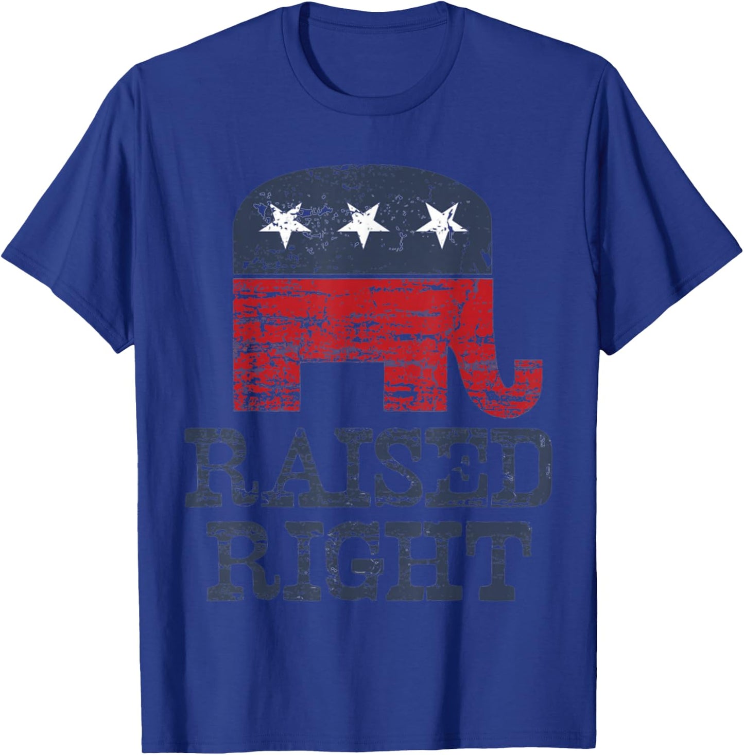 Raised Right Elephant Retro Style T-Shirt - T-Shirt | Royal