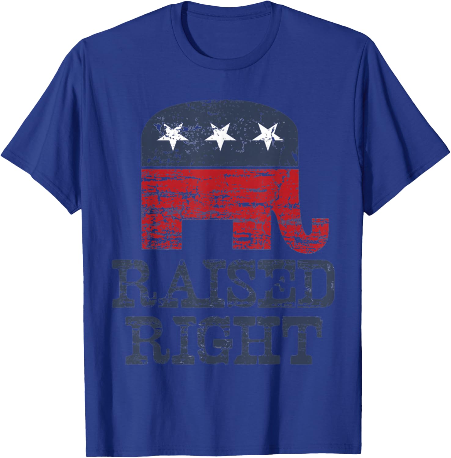 Raised Right Elephant Retro Style T-Shirt - T-Shirt | Royal