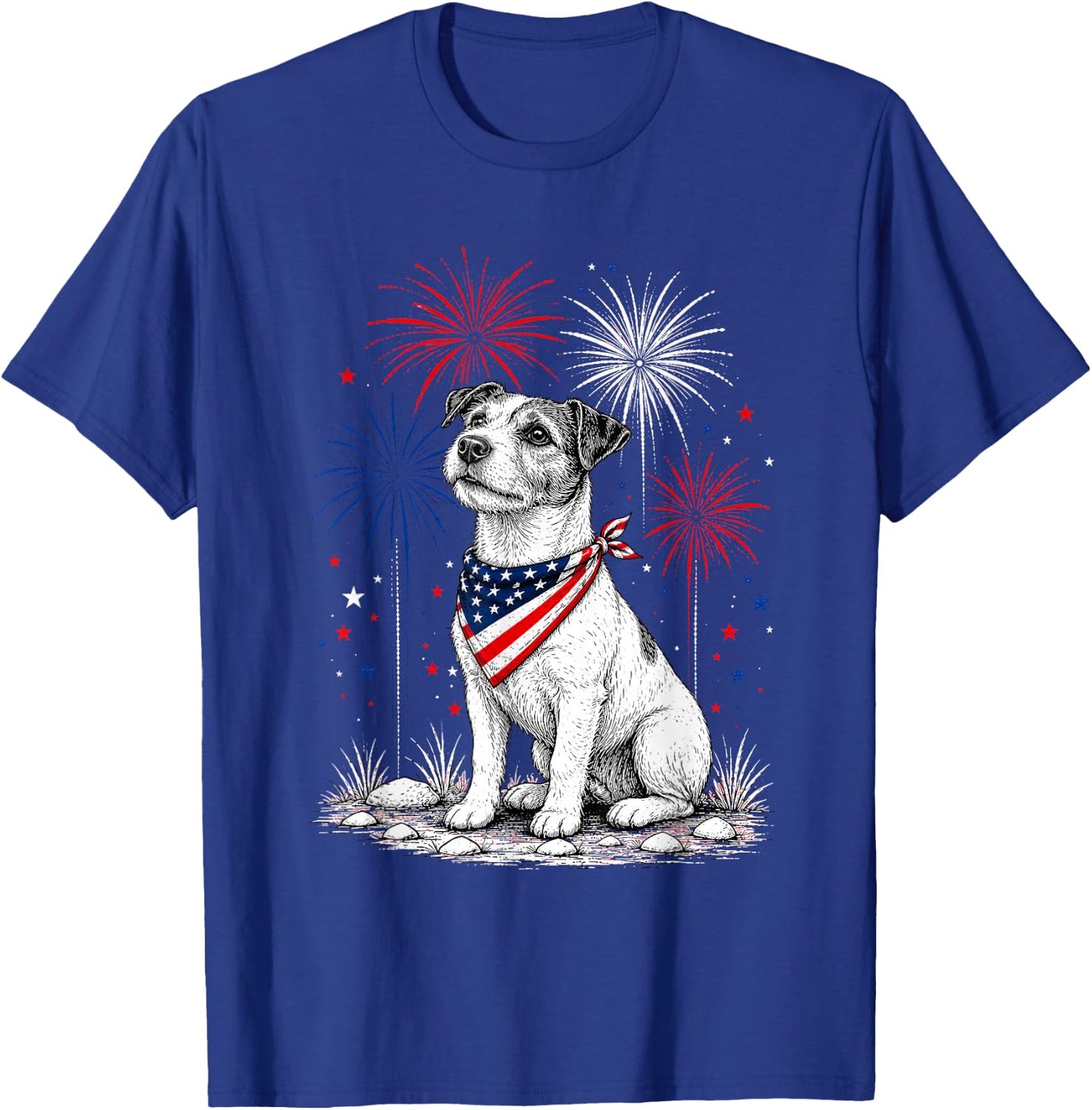 Jack Russell America's 250th Patriotic Fireworks Animal T-Shirt - T-Shirt | Royal
