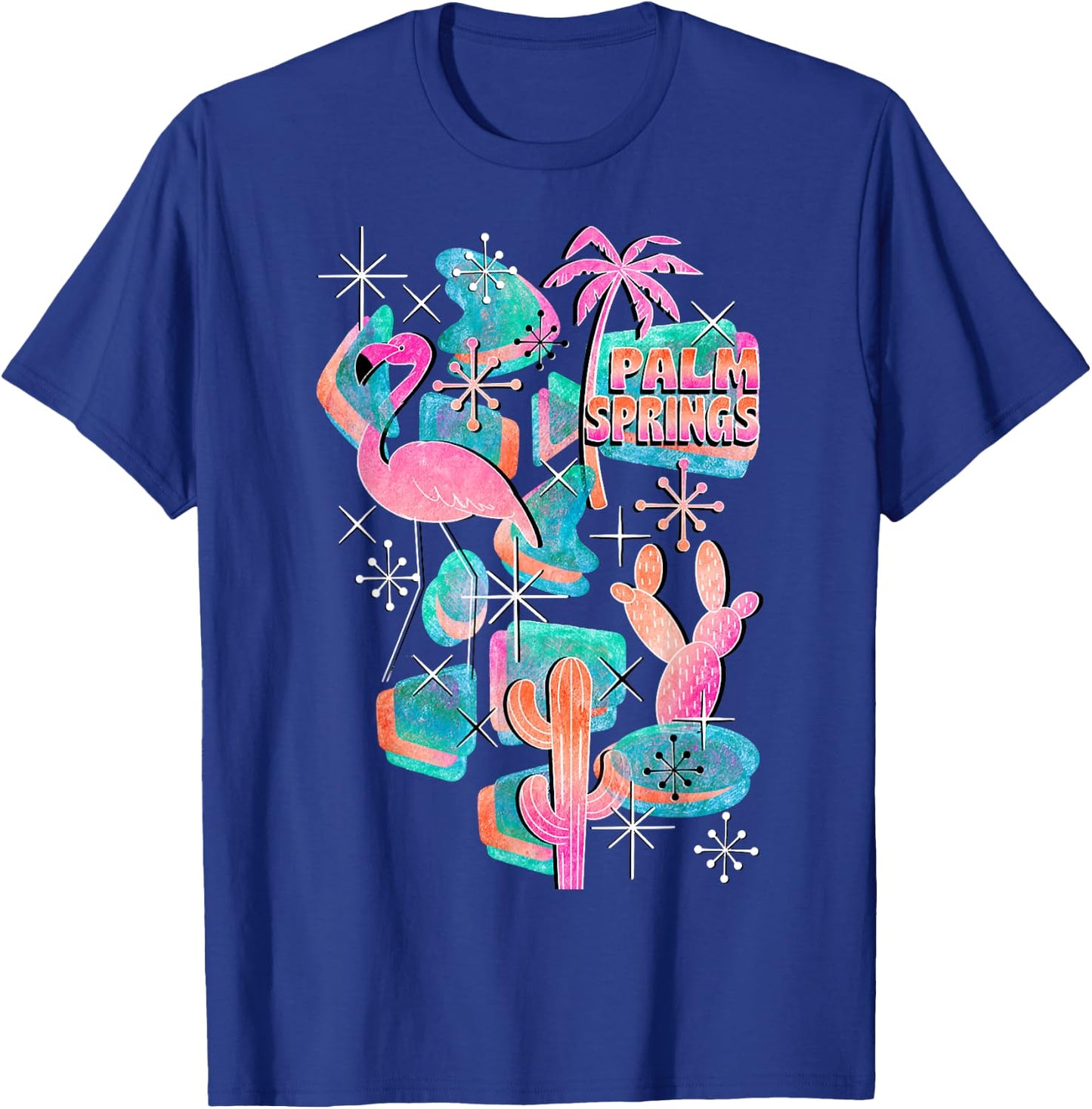 Peachy Palm Springs Vacation, Cool Flamingo On Summer T-Shirt - T-Shirt | Royal