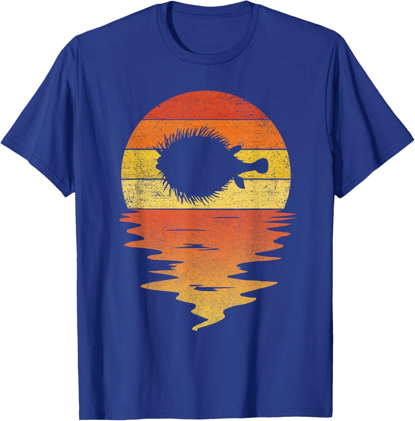 Sea Pufferfish shirt retro sunset 70s vintage puffer fish T-Shirt - T-Shirt | Royal