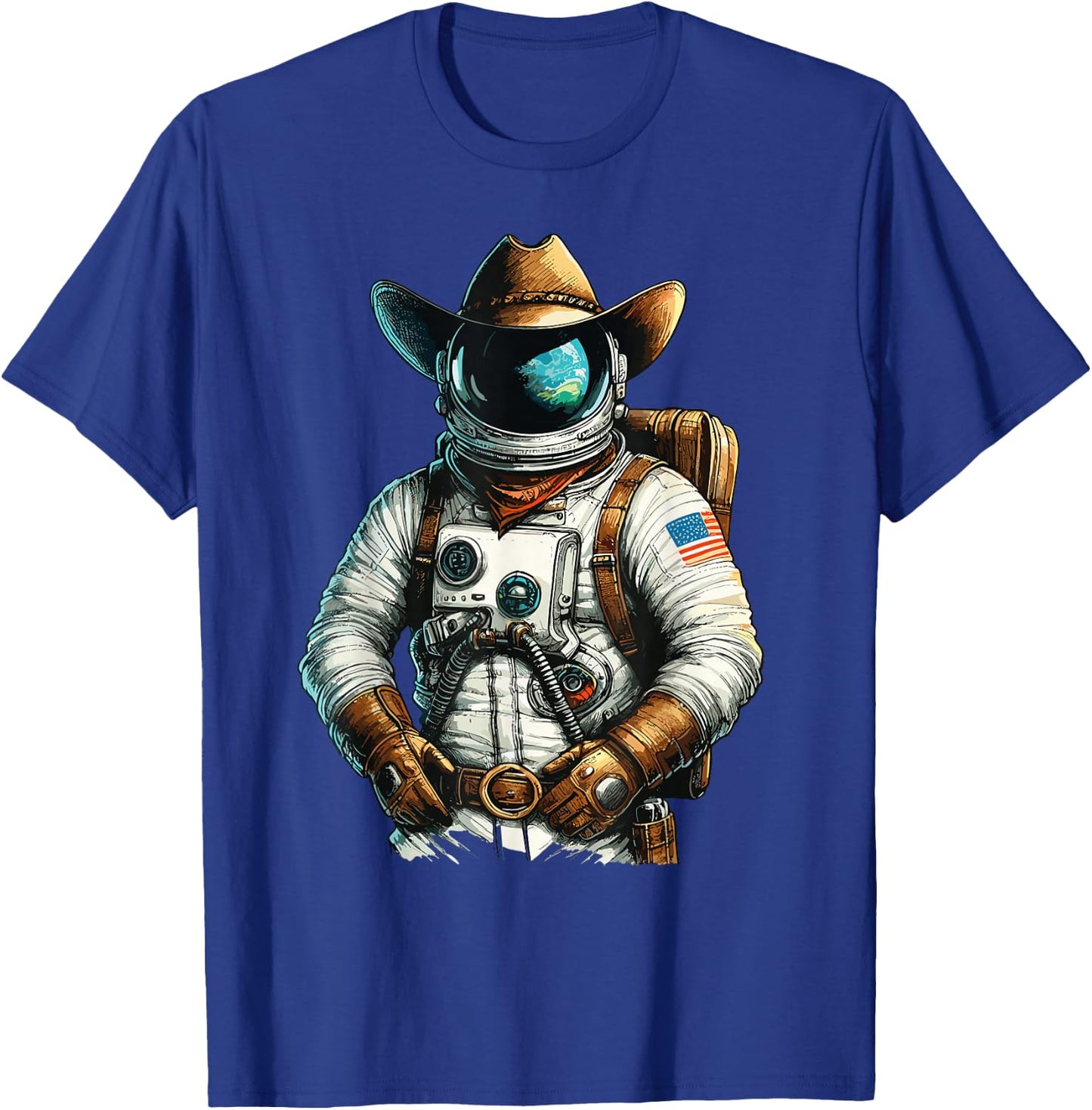 Western Rodeo Cowboy Hat Astronaut Texas Animals T-Shirt - T-Shirt | Royal