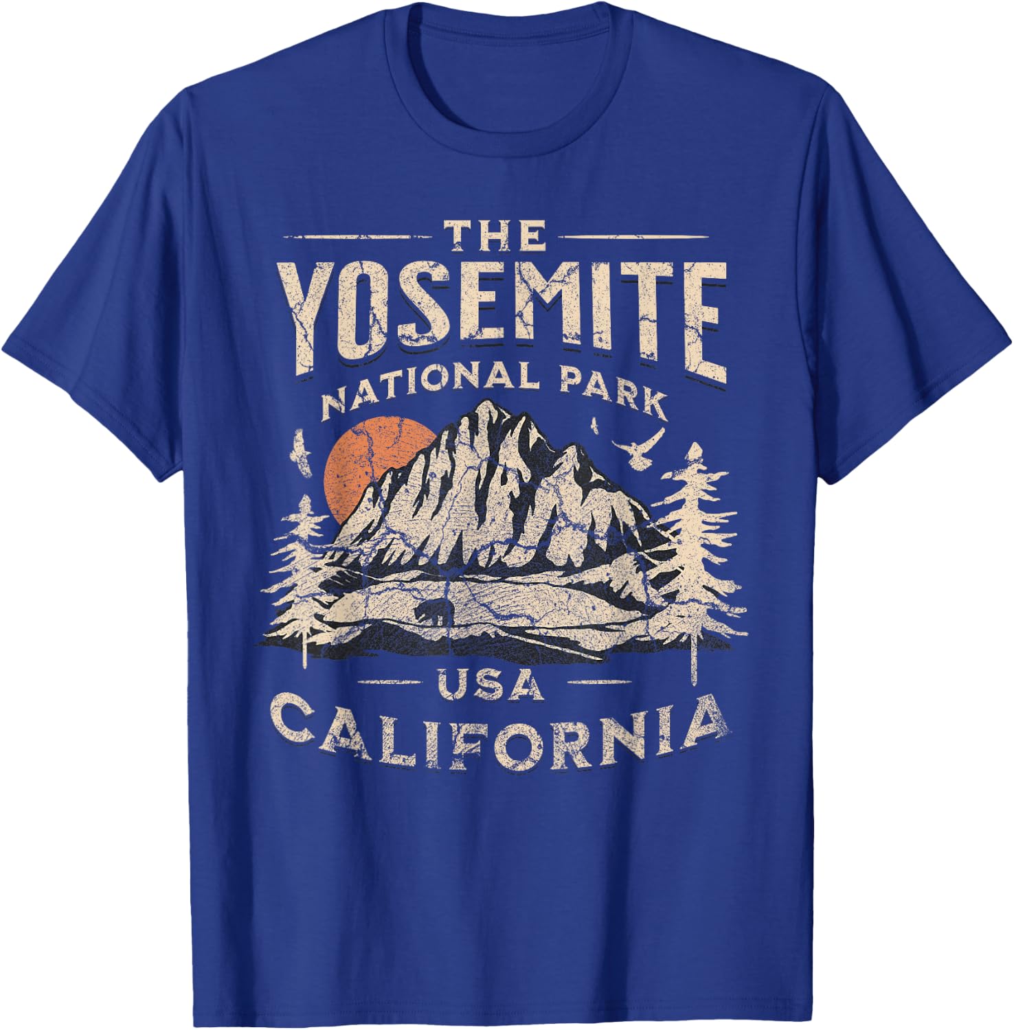 Yosemite National Park California Hike Outdoors Vintage T-Shirt - T-Shirt | Royal