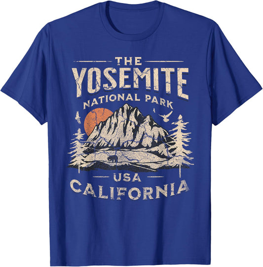 Yosemite National Park California Hike Outdoors Vintage T-Shirt - T-Shirt | Royal
