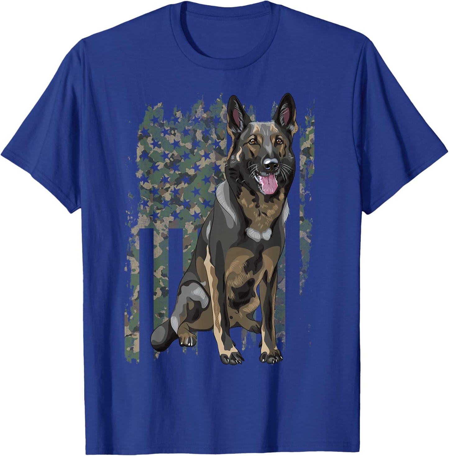 German Shepherd Shirt Patriotic Camo American Flag Dog Breed T-Shirt - T-Shirt | Royal