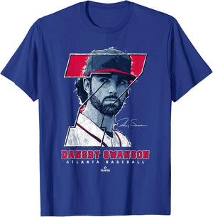 Dansby Swanson Silhouette Dans Atlanta MLBPA T-Shirt - T-Shirt | Royal