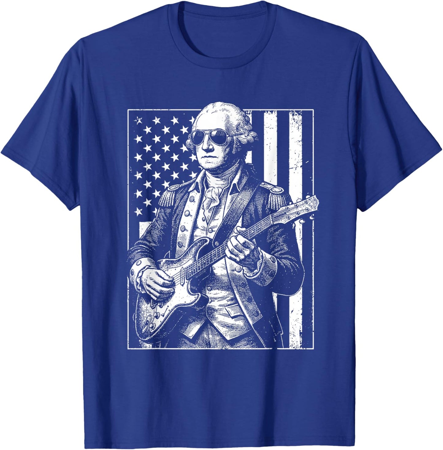 George Washington Playing Guitar Vintage Funny Humor Top T-Shirt - T-Shirt | Royal