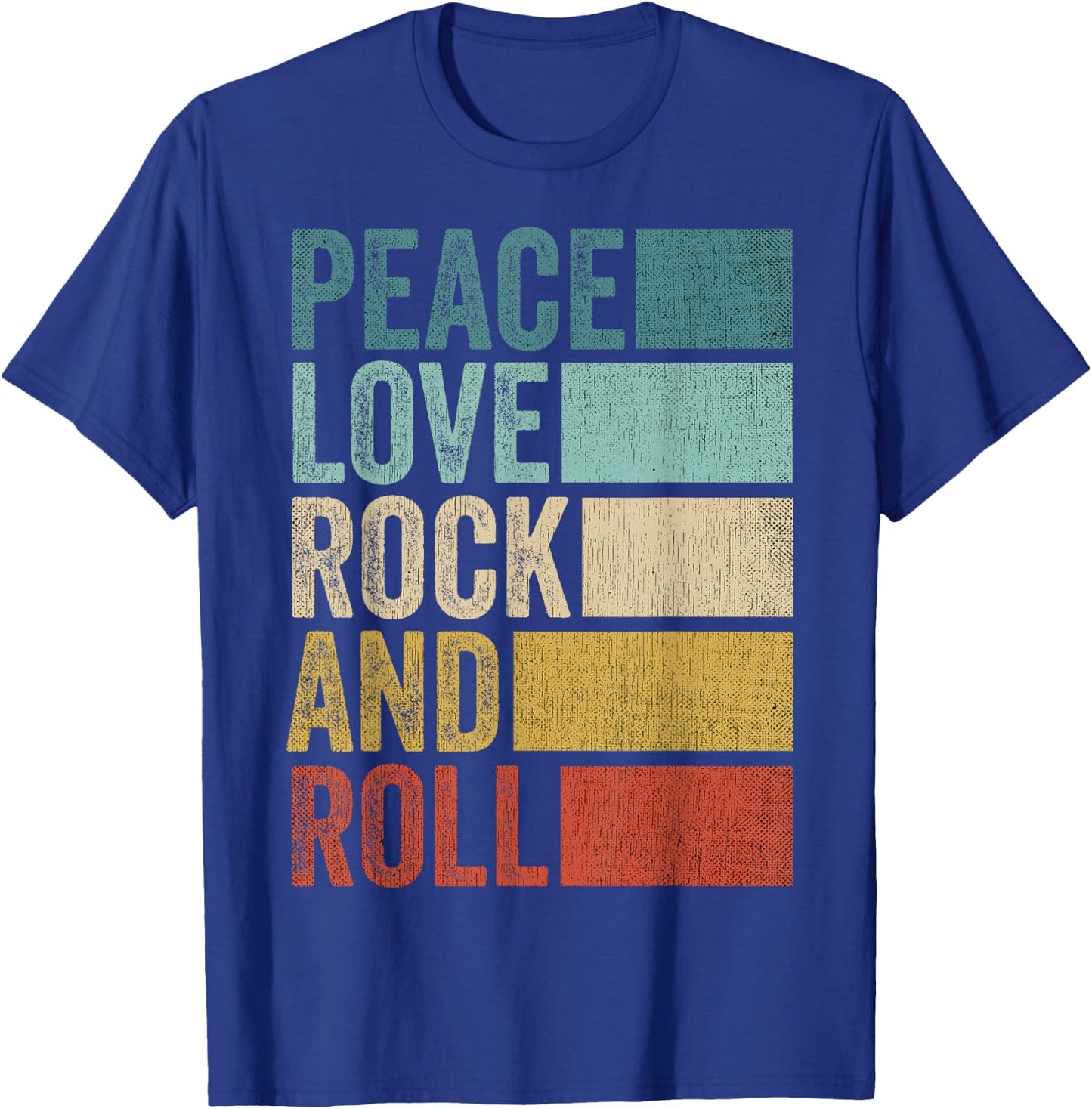 Retro Rocknroll Music Peace Love Rock And Roll T-Shirt - T-Shirt | Royal