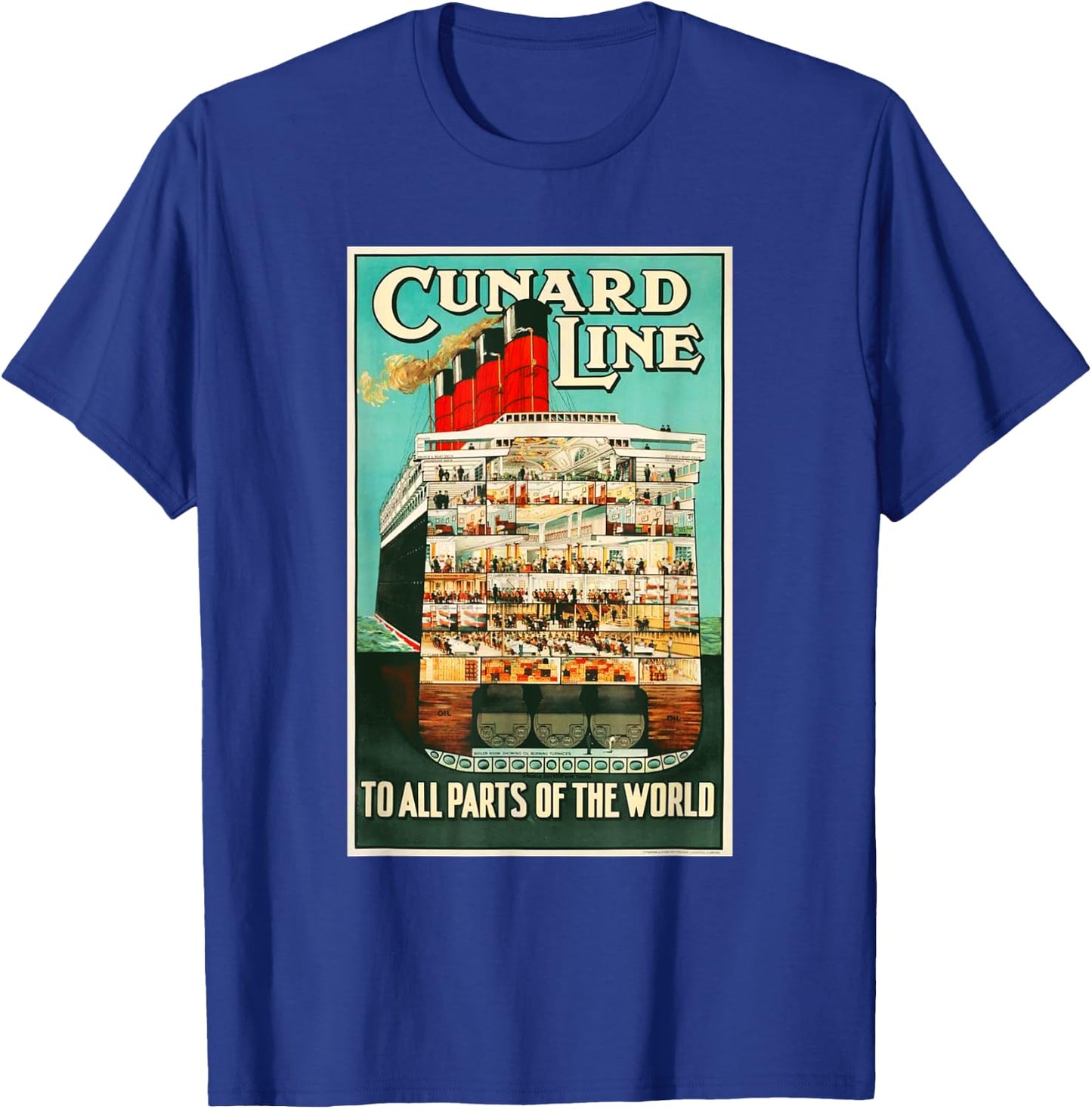 Cross Section Of A Steam Ship Cruise Liner T-Shirt - T-Shirt | Royal