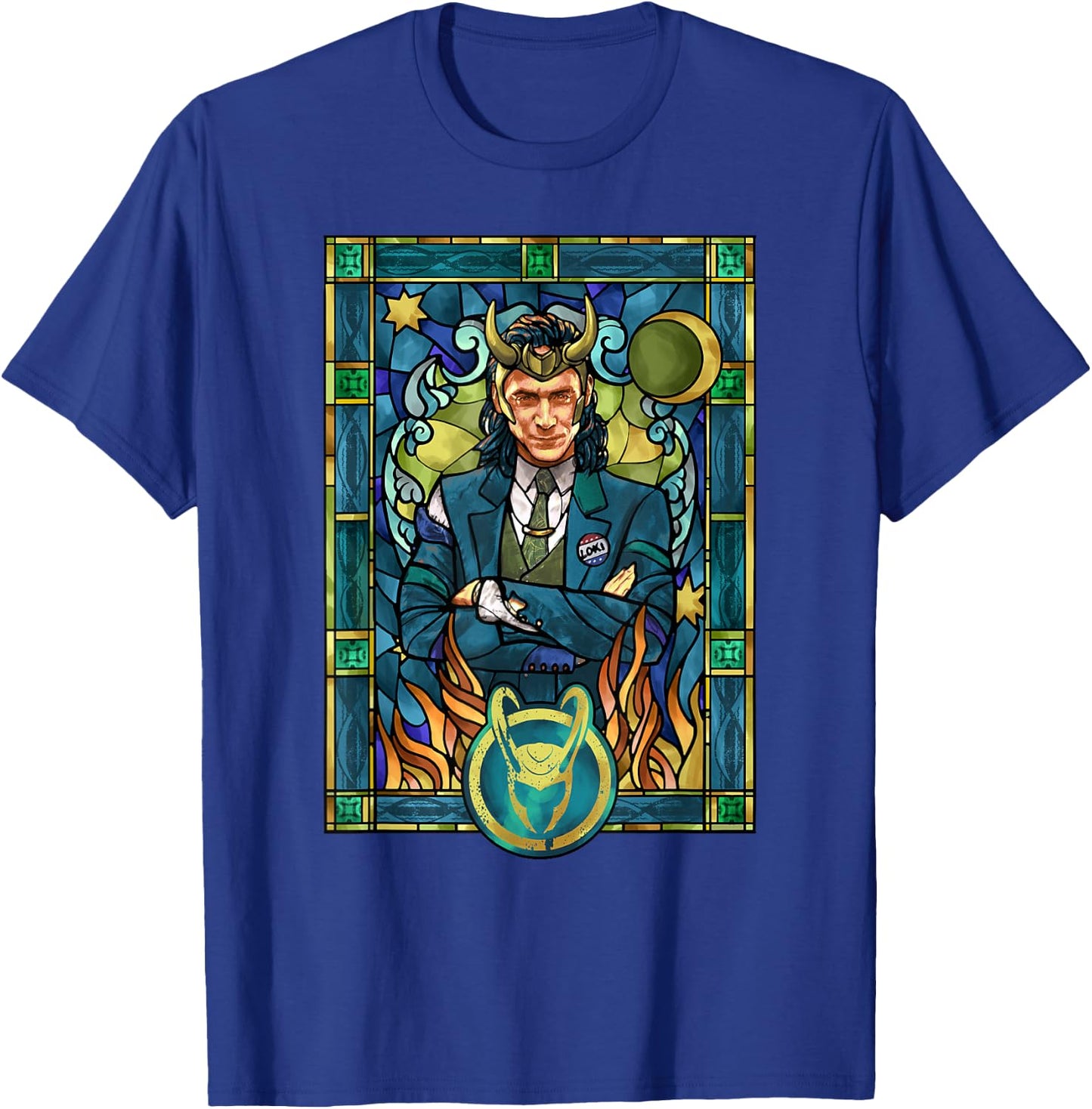 Marvel Loki Stained Glass Portrait T-Shirt - T-Shirt | Royal