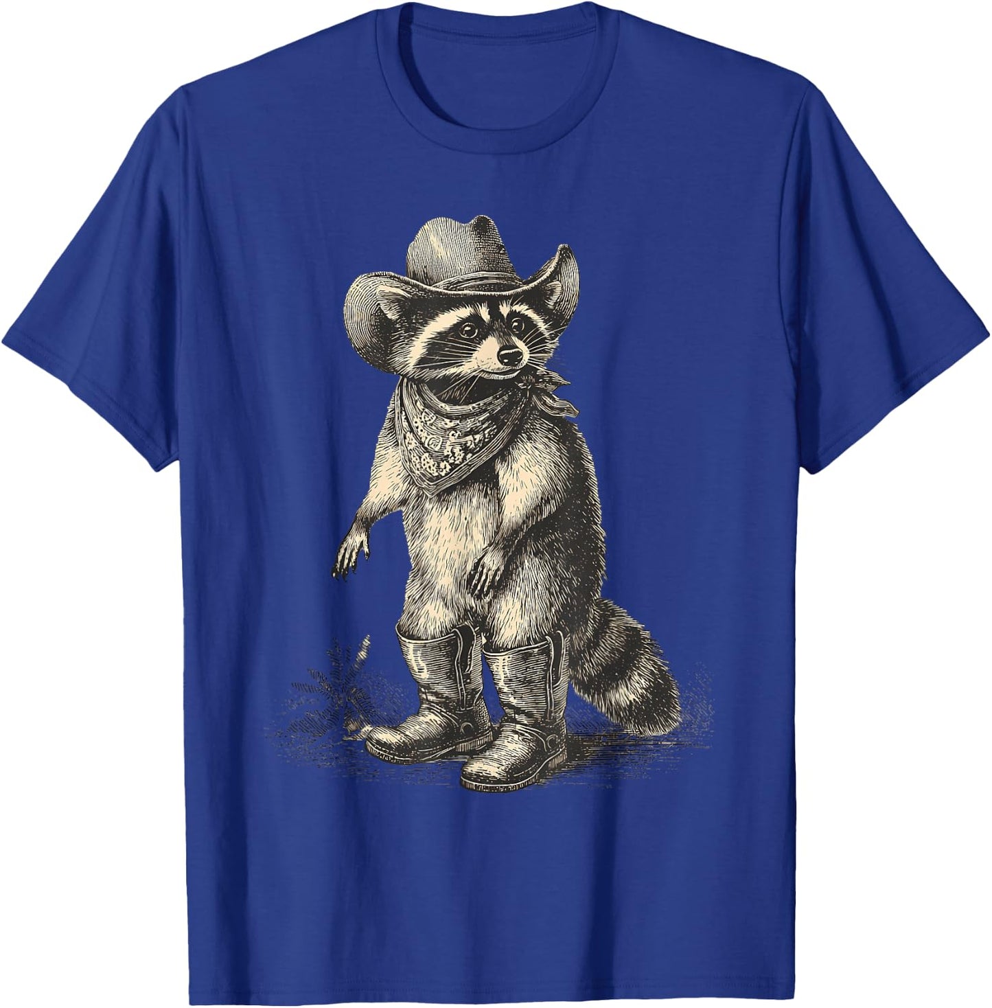Vintage Raccoon Cowboy Trash Panda Cowgirl Western Country T-Shirt - T-Shirt | Royal