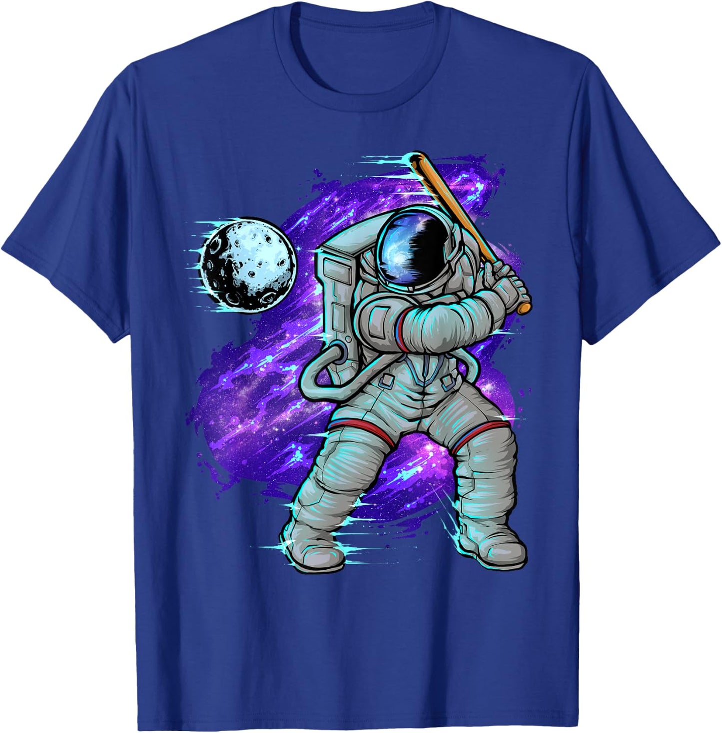 Astronaut Baseball Batter Outer Space T-Shirt - T-Shirt | Royal