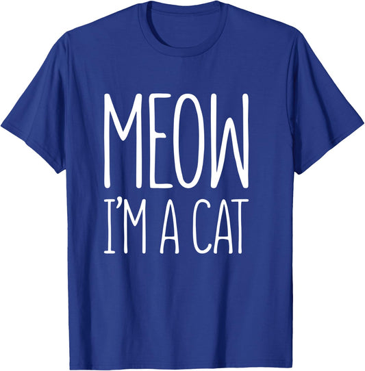 Meow I'm A Cat Shirt Adult Kids Halloween Cat Costume T-Shirt - T-Shirt | Royal