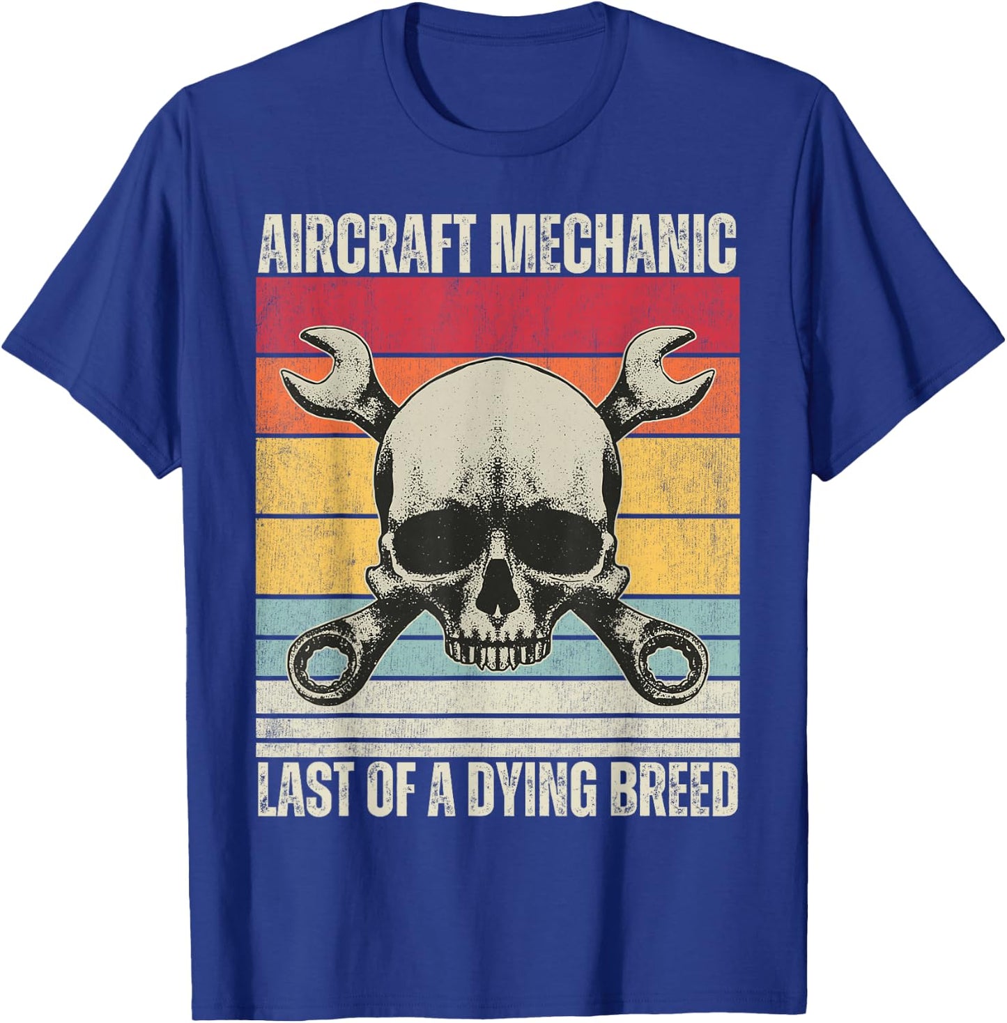 Aviation Mechanic Vintage Skull, Vintage Aircraft Mechanic T-Shirt - T-Shirt | Royal