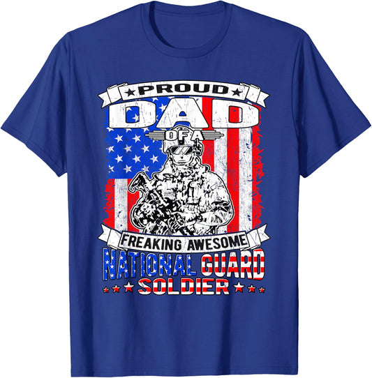 Proud Dad of a National Guard Soldier | Military Father Gift T-Shirt - T-Shirt | Royal