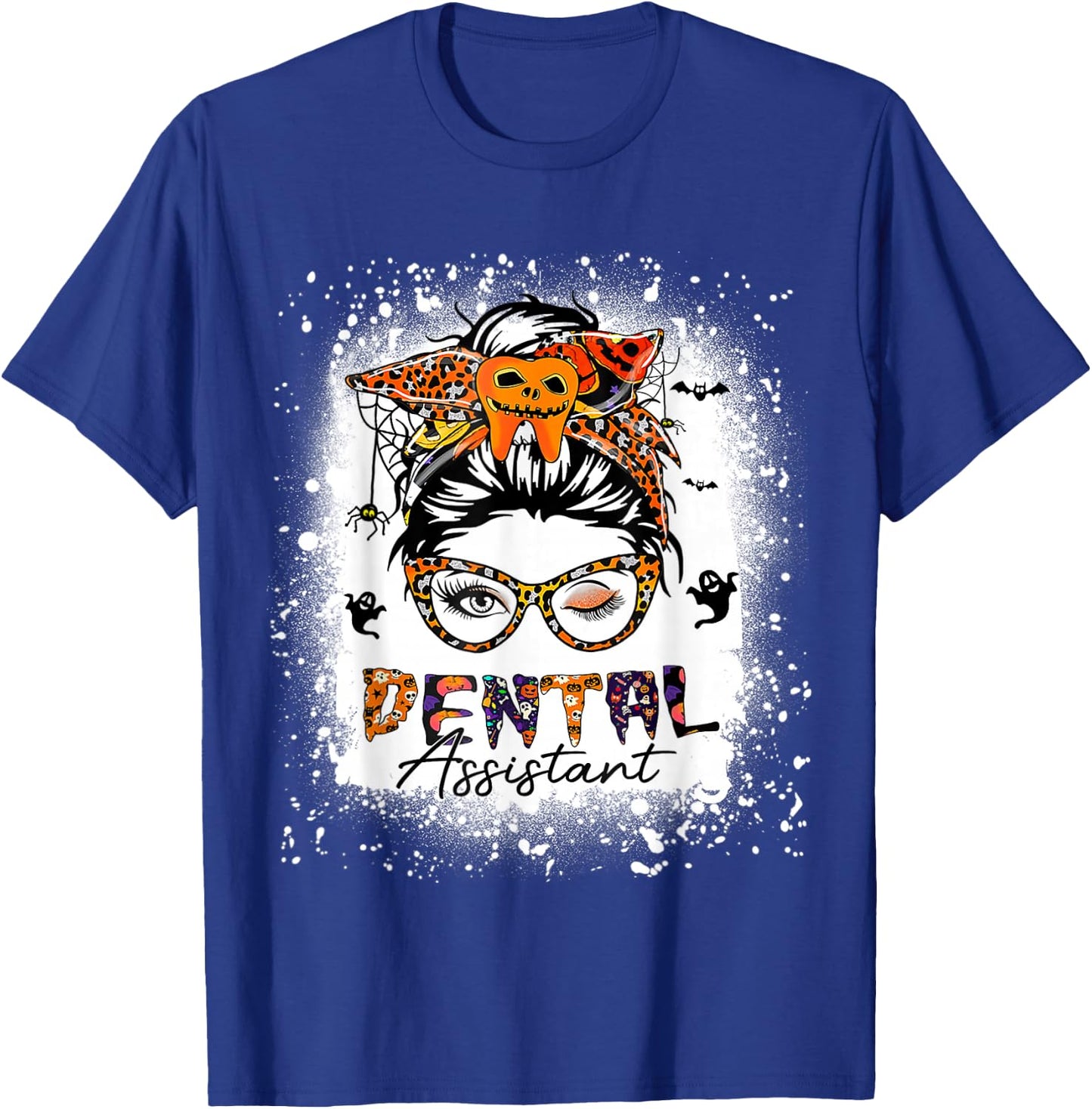 Dental Life Messy Bun Dentist Dental Assistant Halloween T-Shirt - T-Shirt | Royal
