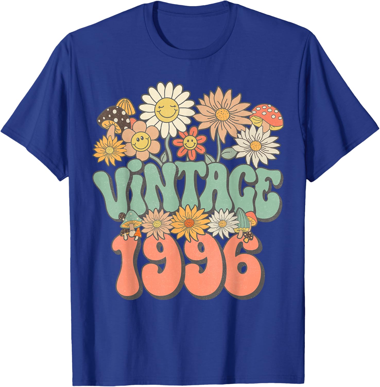 Retro Groovy Vintage 1996 Floral Hippie Daisy 30th Birthday T-Shirt - T-Shirt | Royal
