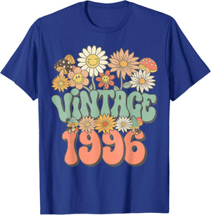 Retro Groovy Vintage 1996 Floral Hippie Daisy 30th Birthday T-Shirt - T-Shirt | Royal