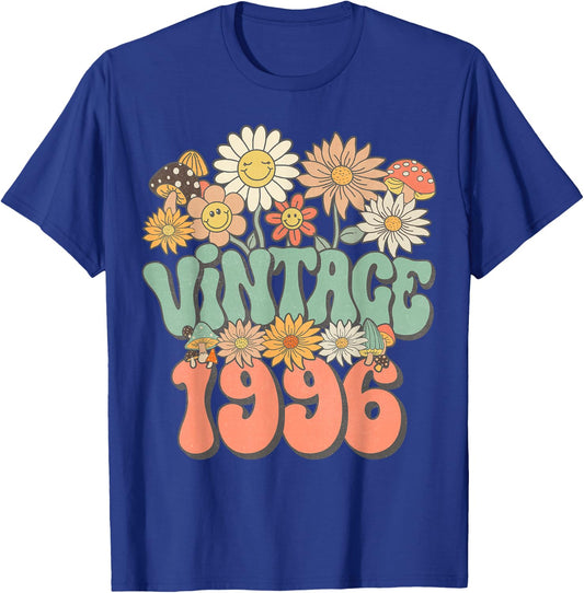 Retro Groovy Vintage 1996 Floral Hippie Daisy 30th Birthday T-Shirt - T-Shirt | Royal