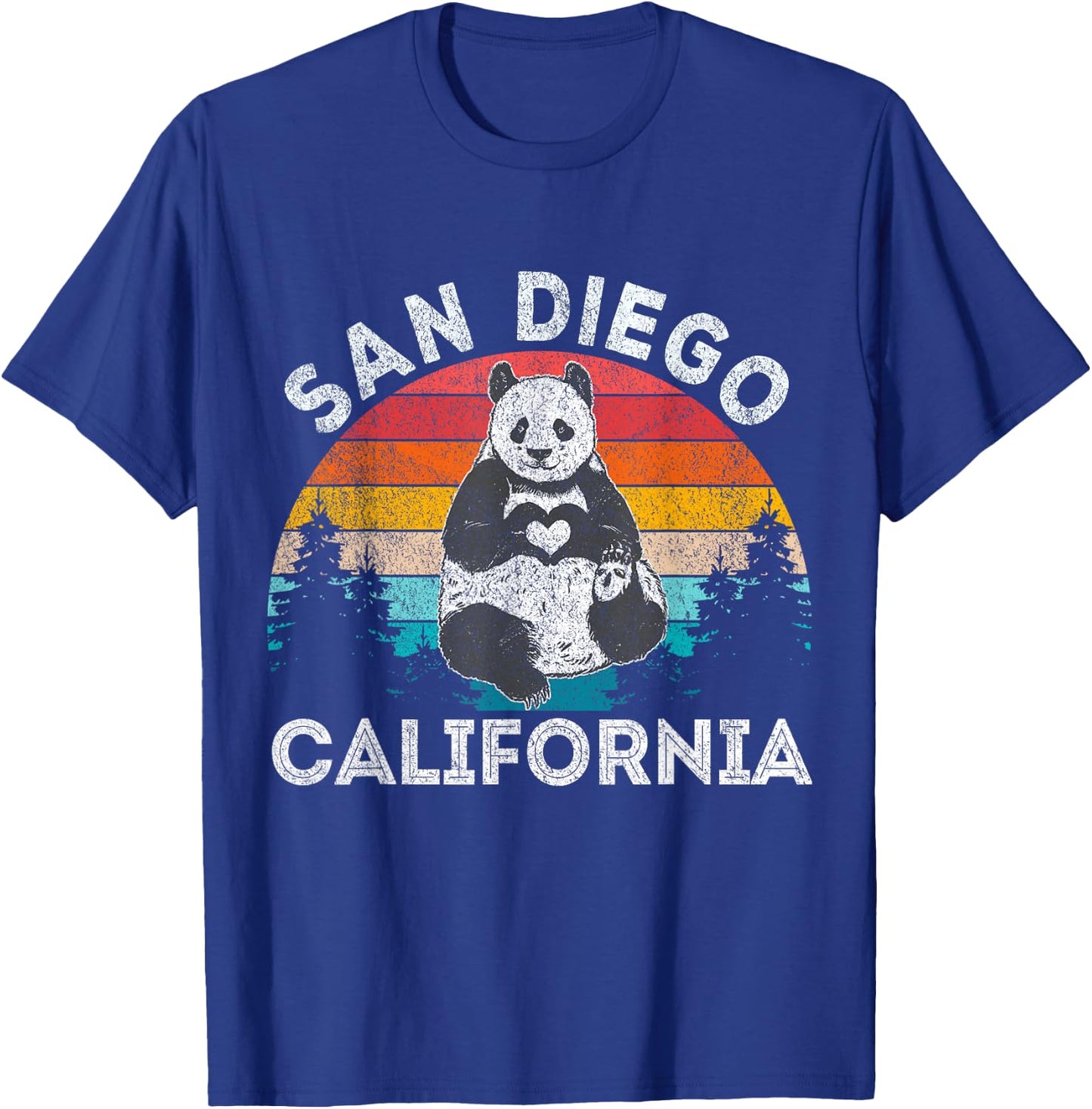 Funny San Diego Panda California Souvenir Gift San Diego Retro Panda Zoo California Vintage Black T-Shirt - T-Shirt | Royal