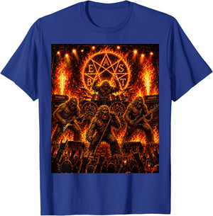 Bigfoot Heavy Metalband Beast - Sasquatch Rock Concert Comic T-Shirt - T-Shirt | Royal