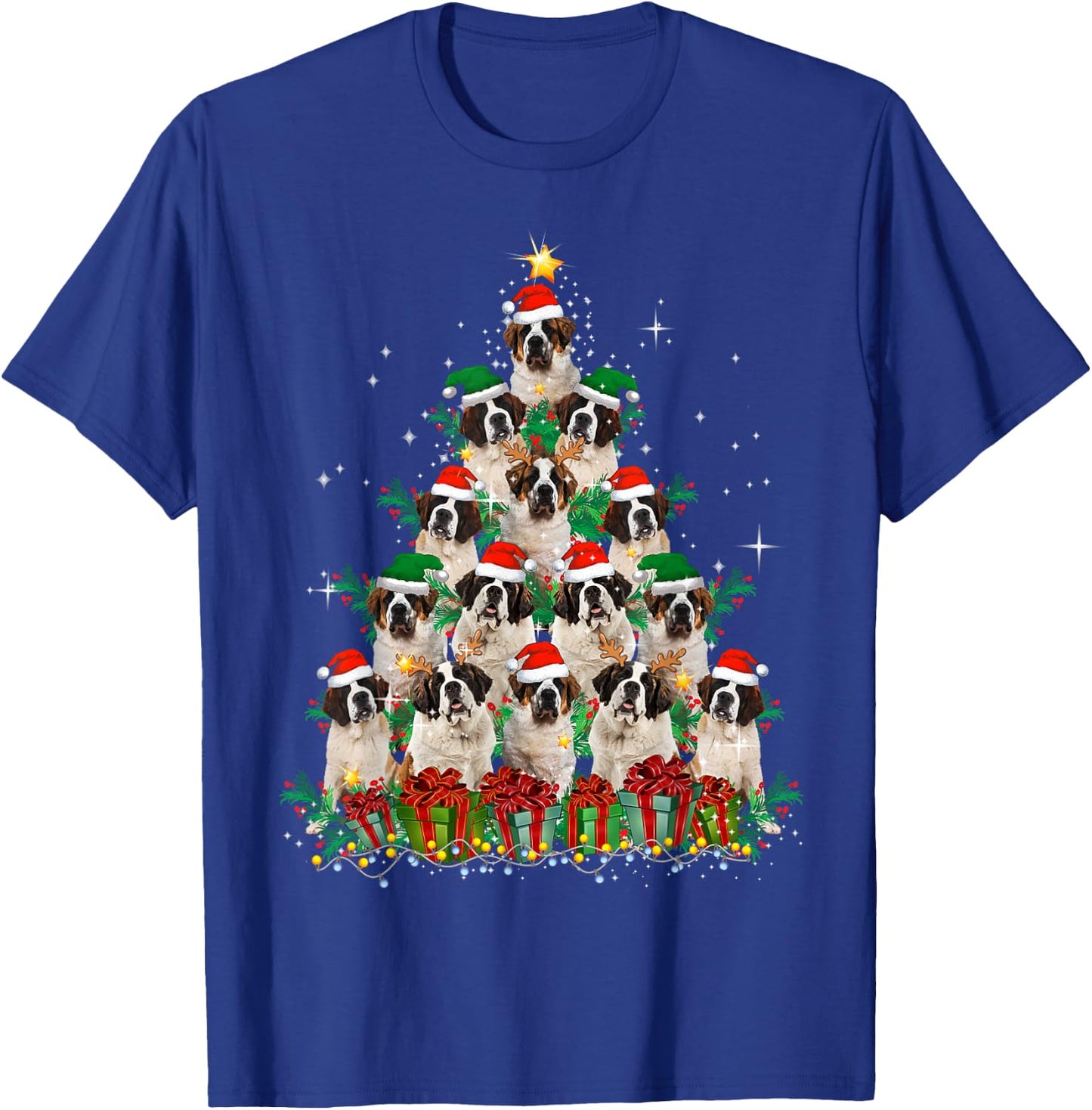 Saint Bernard Dog Christmas Tree Family Xmas Pajama Matching Women Kids T-Shirt - T-Shirt | Royal