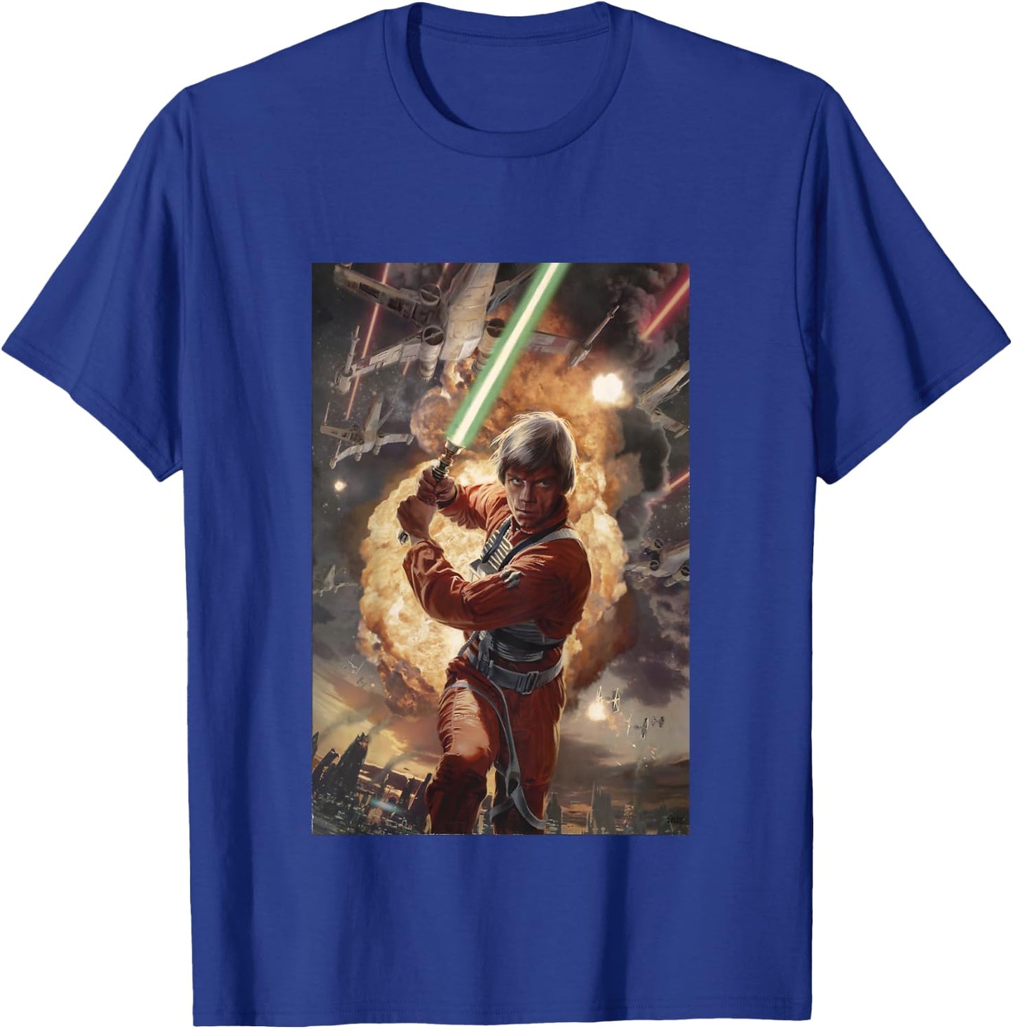 Kids Star Wars Classic Luke Skywalker Jedi Starfighter Painting T-Shirt - T-Shirt | Royal