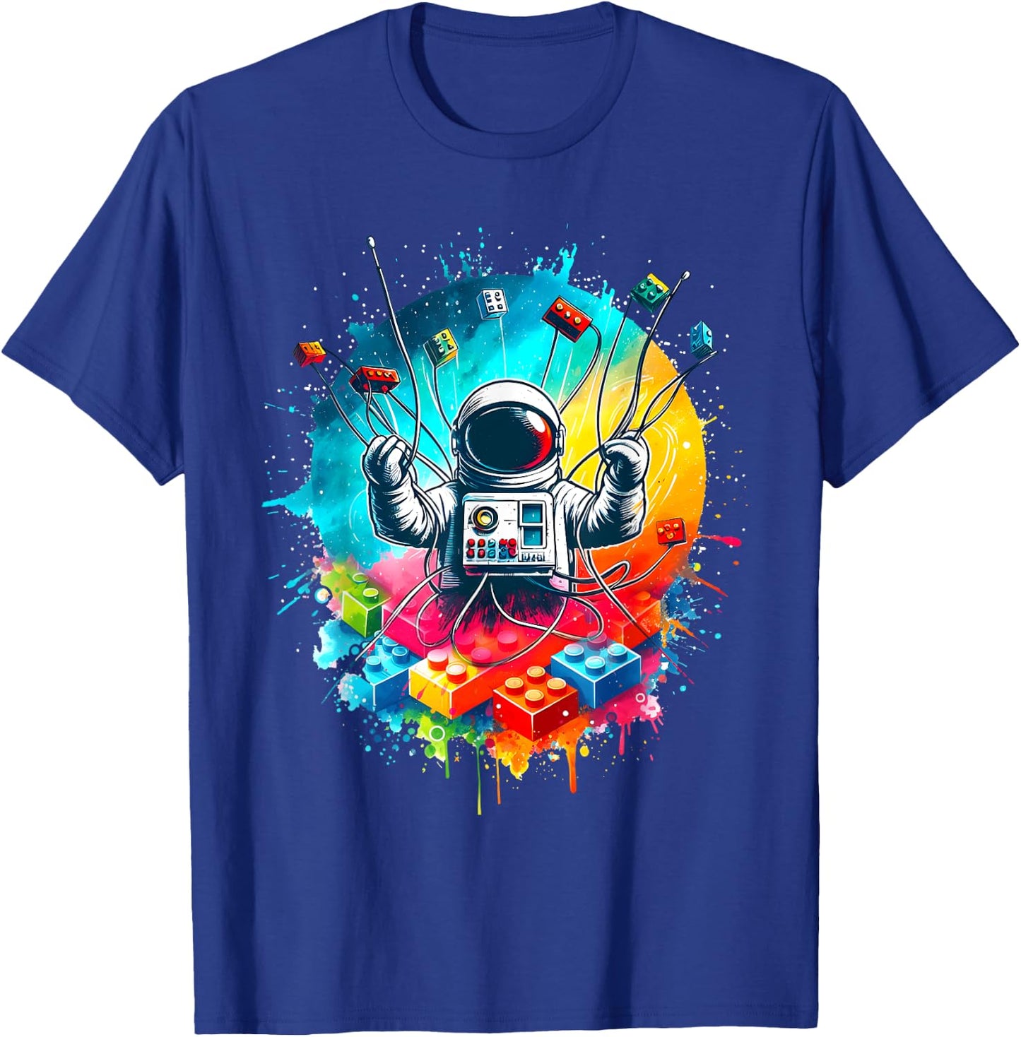 Space Astronaut Master Builder Funny Building Blocks Bricks T-Shirt - T-Shirt | Royal