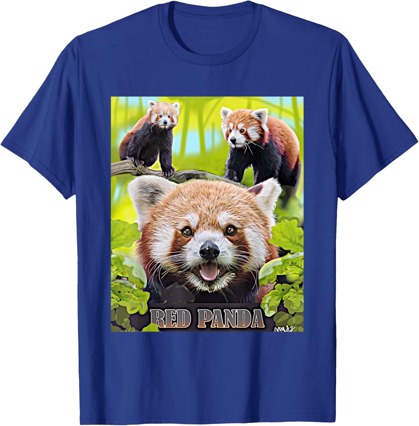 Cute Red Panda In The Wild Montage Illustrated T-Shirt - T-Shirt | Royal